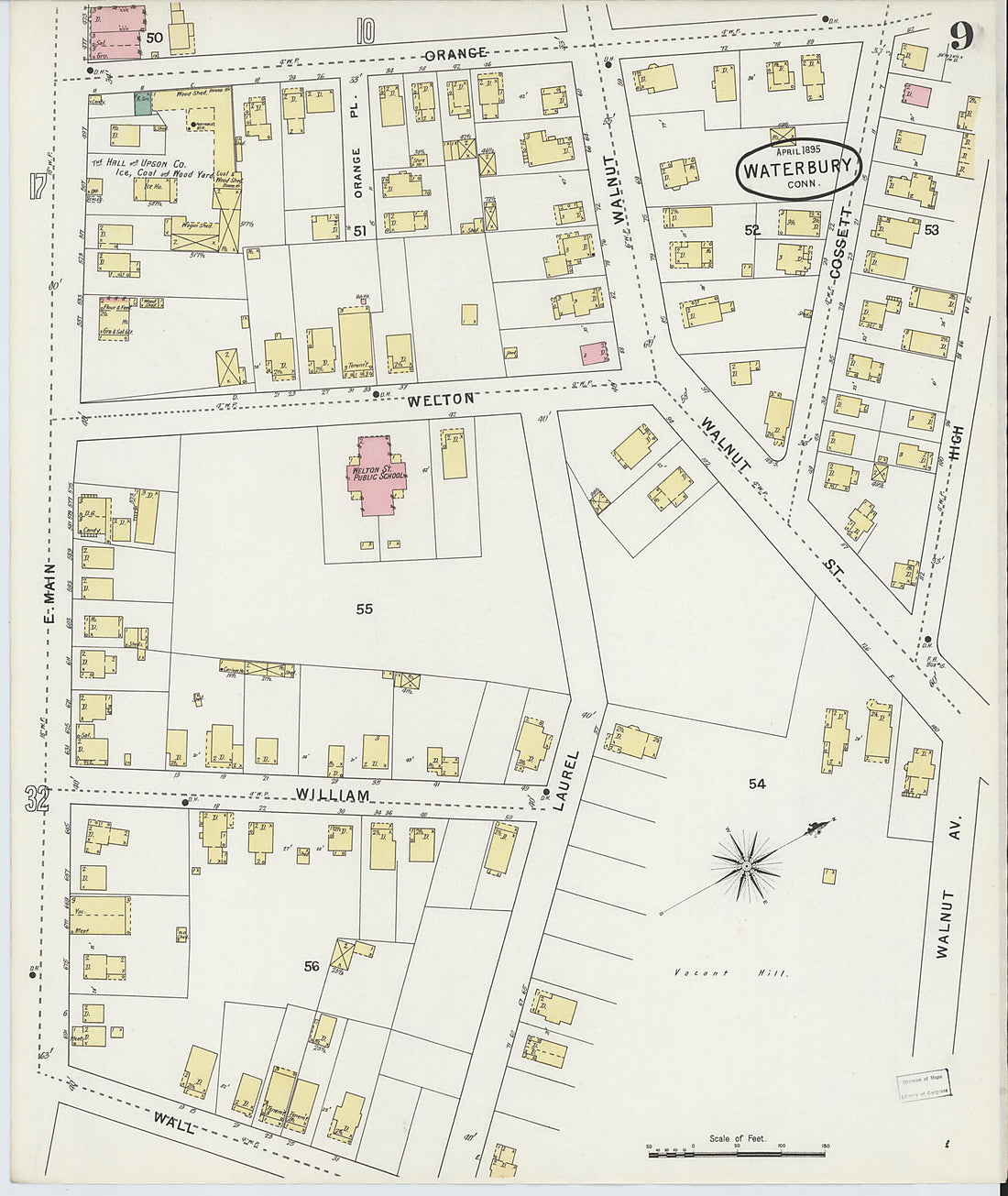 This old map of Waterbury, New Haven County, Connecticut was created by Sanborn Map Company in 1895