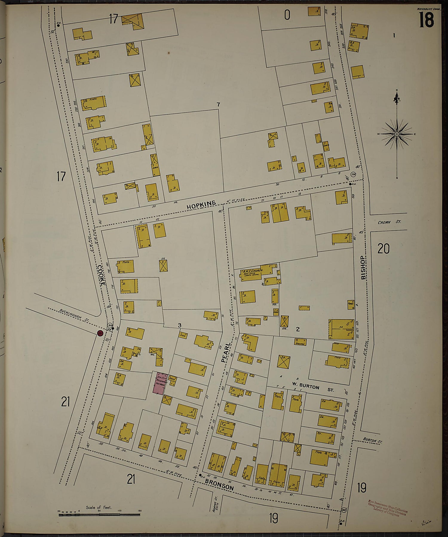 This old map of Waterbury, New Haven County, Connecticut was created by Sanborn Map Company in 1901