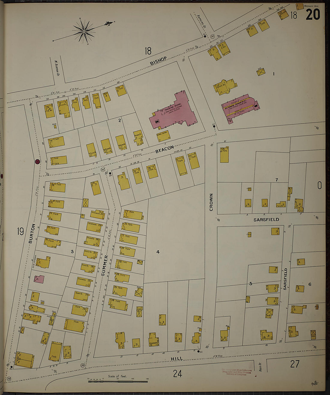 This old map of Waterbury, New Haven County, Connecticut was created by Sanborn Map Company in 1901