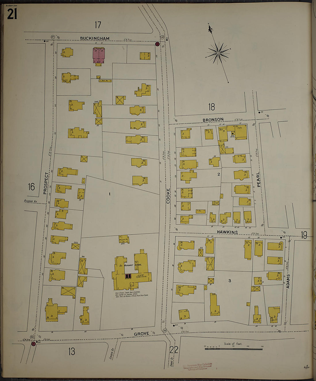 This old map of Waterbury, New Haven County, Connecticut was created by Sanborn Map Company in 1901
