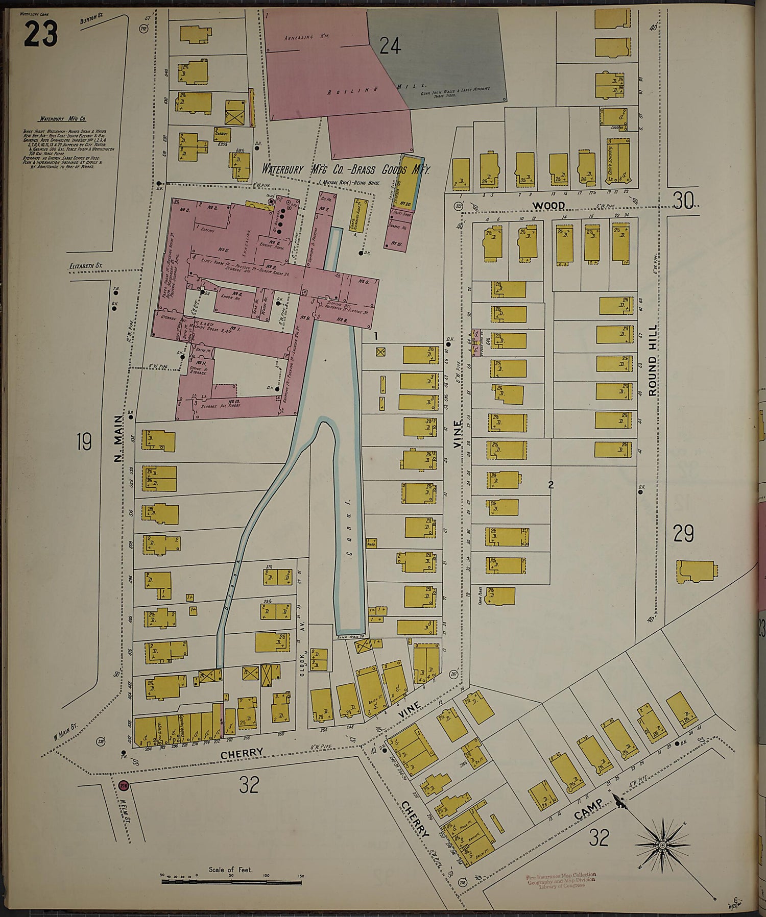This old map of Waterbury, New Haven County, Connecticut was created by Sanborn Map Company in 1901