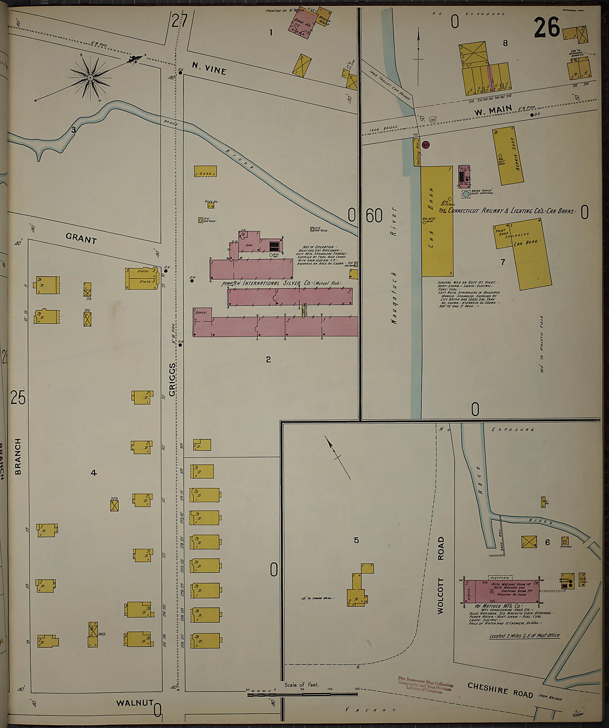 This old map of Waterbury, New Haven County, Connecticut was created by Sanborn Map Company in 1901