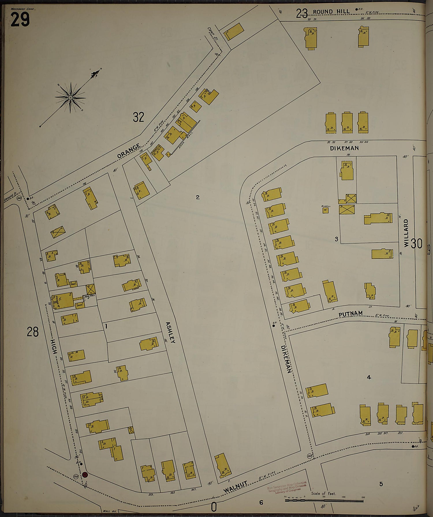 This old map of Waterbury, New Haven County, Connecticut was created by Sanborn Map Company in 1901
