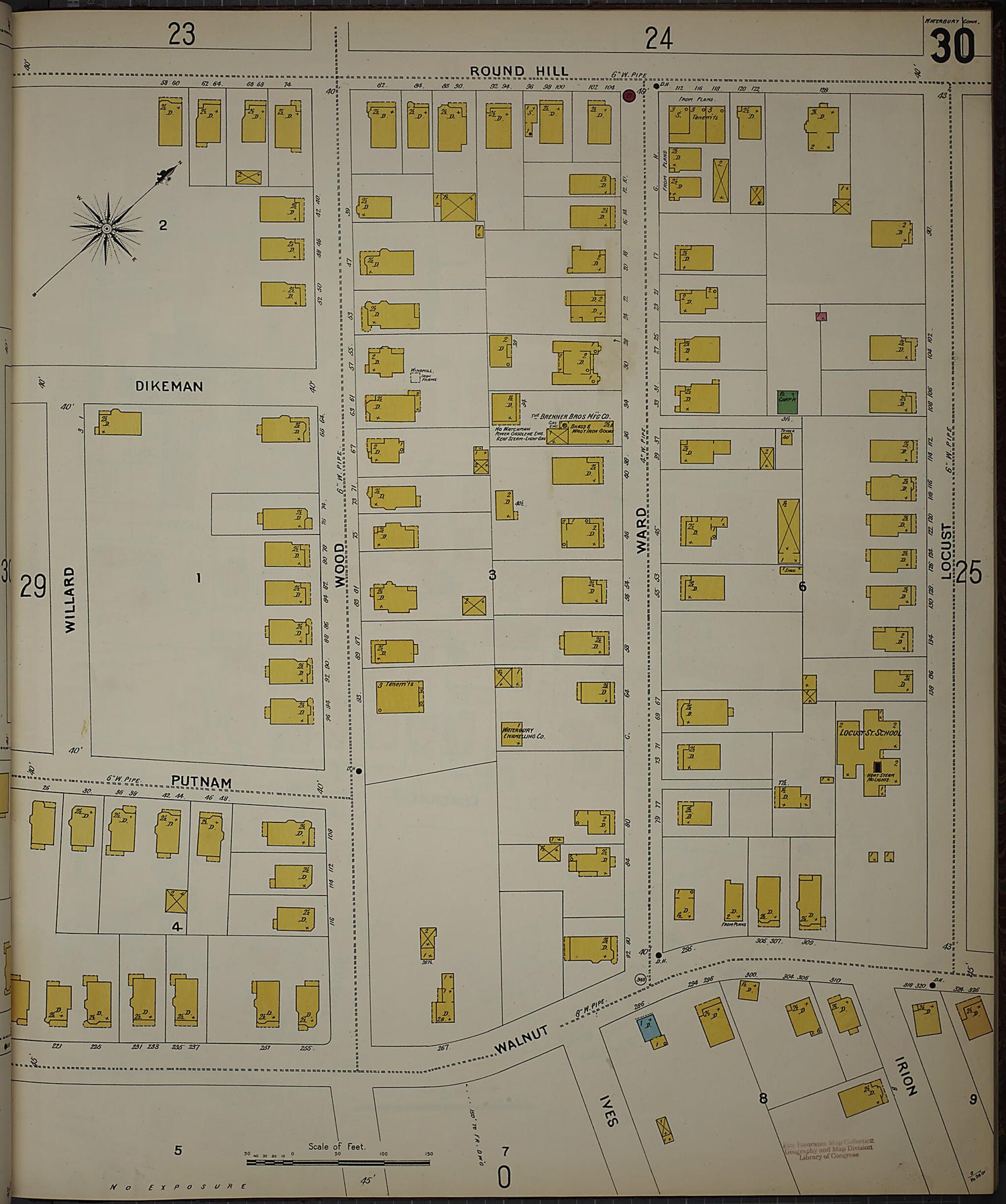 This old map of Waterbury, New Haven County, Connecticut was created by Sanborn Map Company in 1901