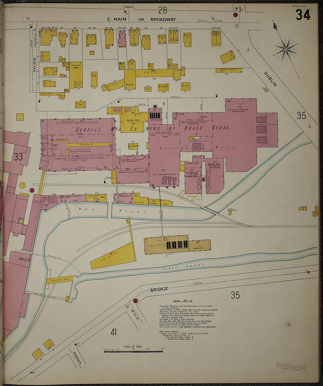 This old map of Waterbury, New Haven County, Connecticut was created by Sanborn Map Company in 1901