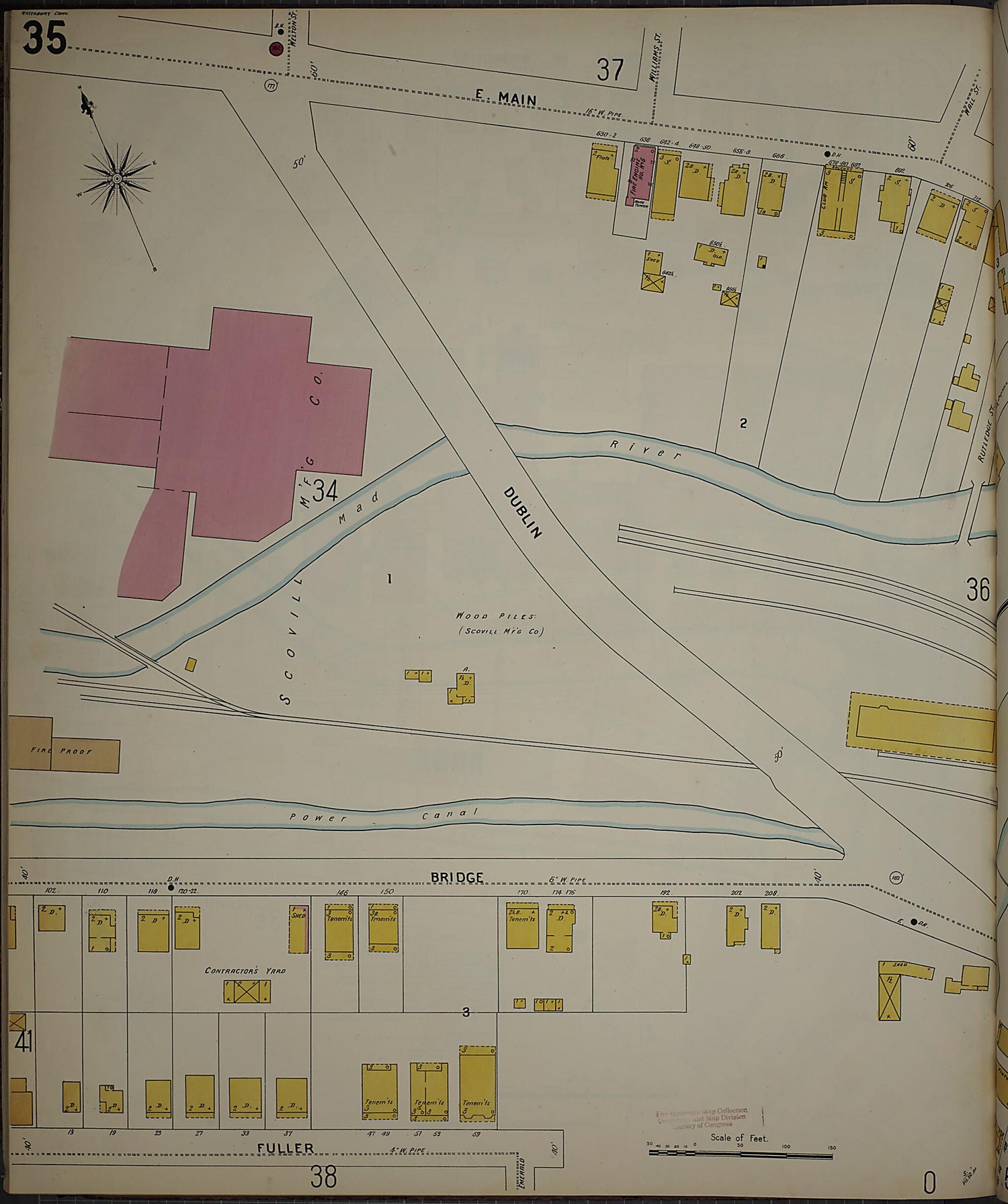 This old map of Waterbury, New Haven County, Connecticut was created by Sanborn Map Company in 1901
