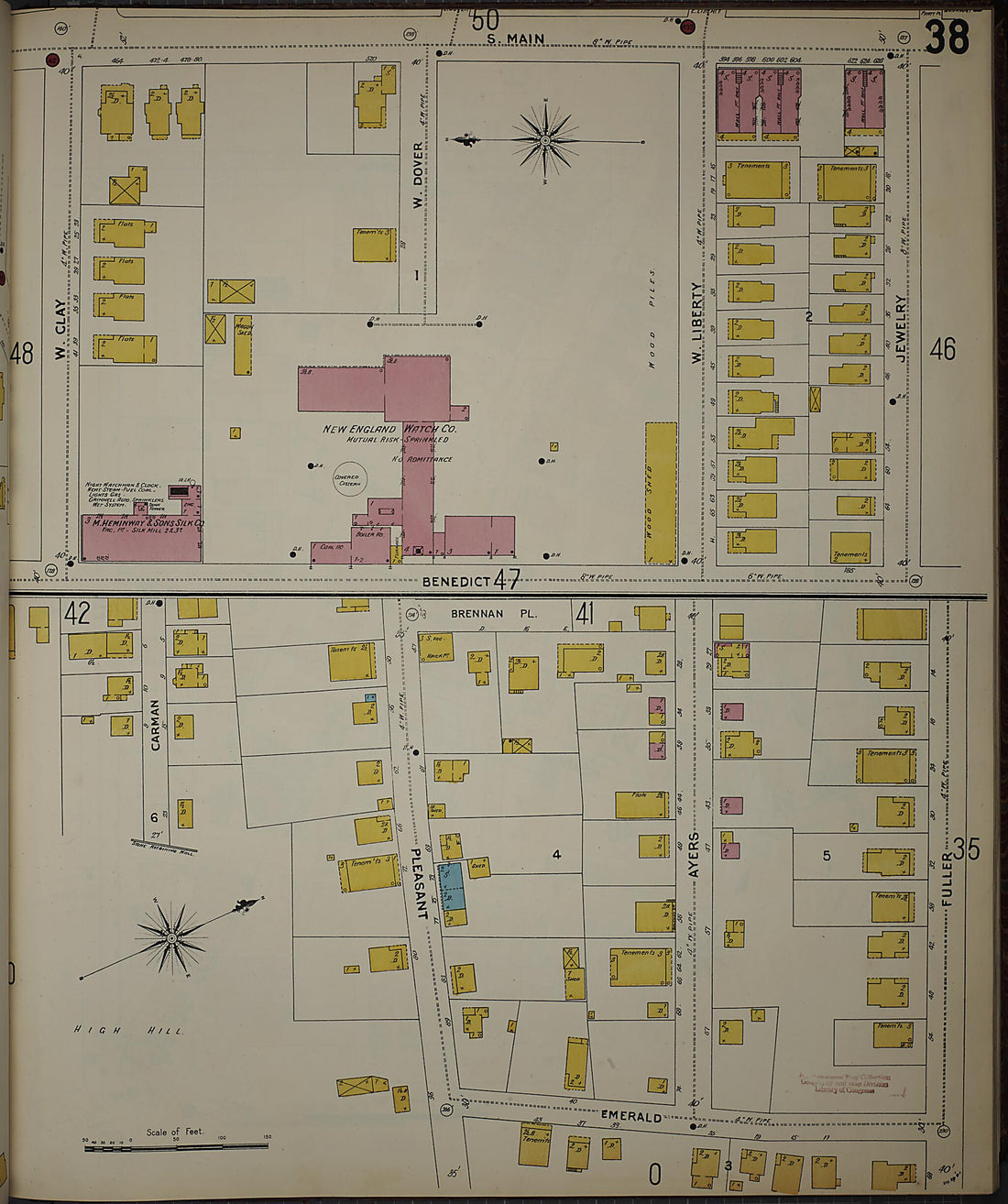This old map of Waterbury, New Haven County, Connecticut was created by Sanborn Map Company in 1901