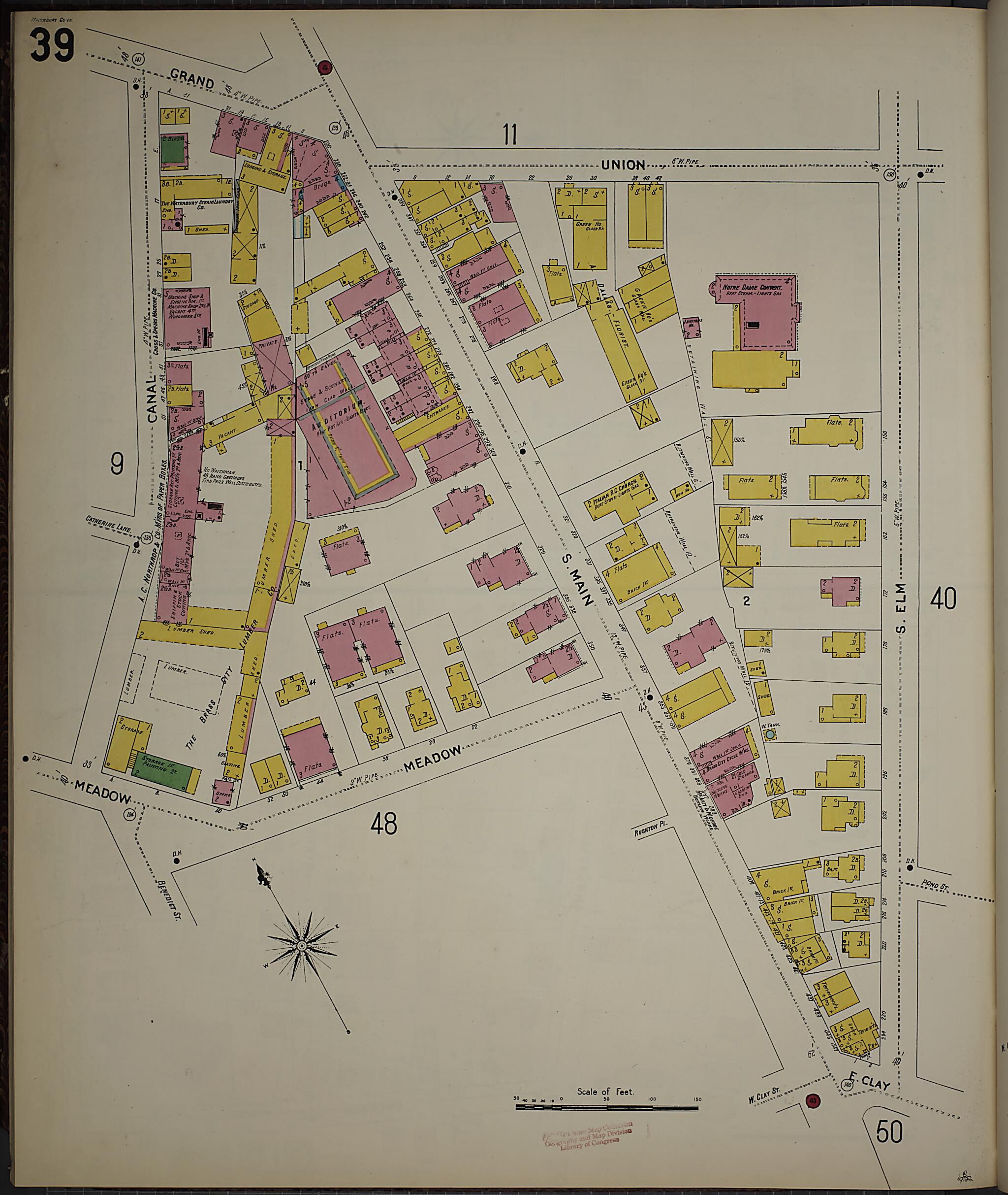 This old map of Waterbury, New Haven County, Connecticut was created by Sanborn Map Company in 1901