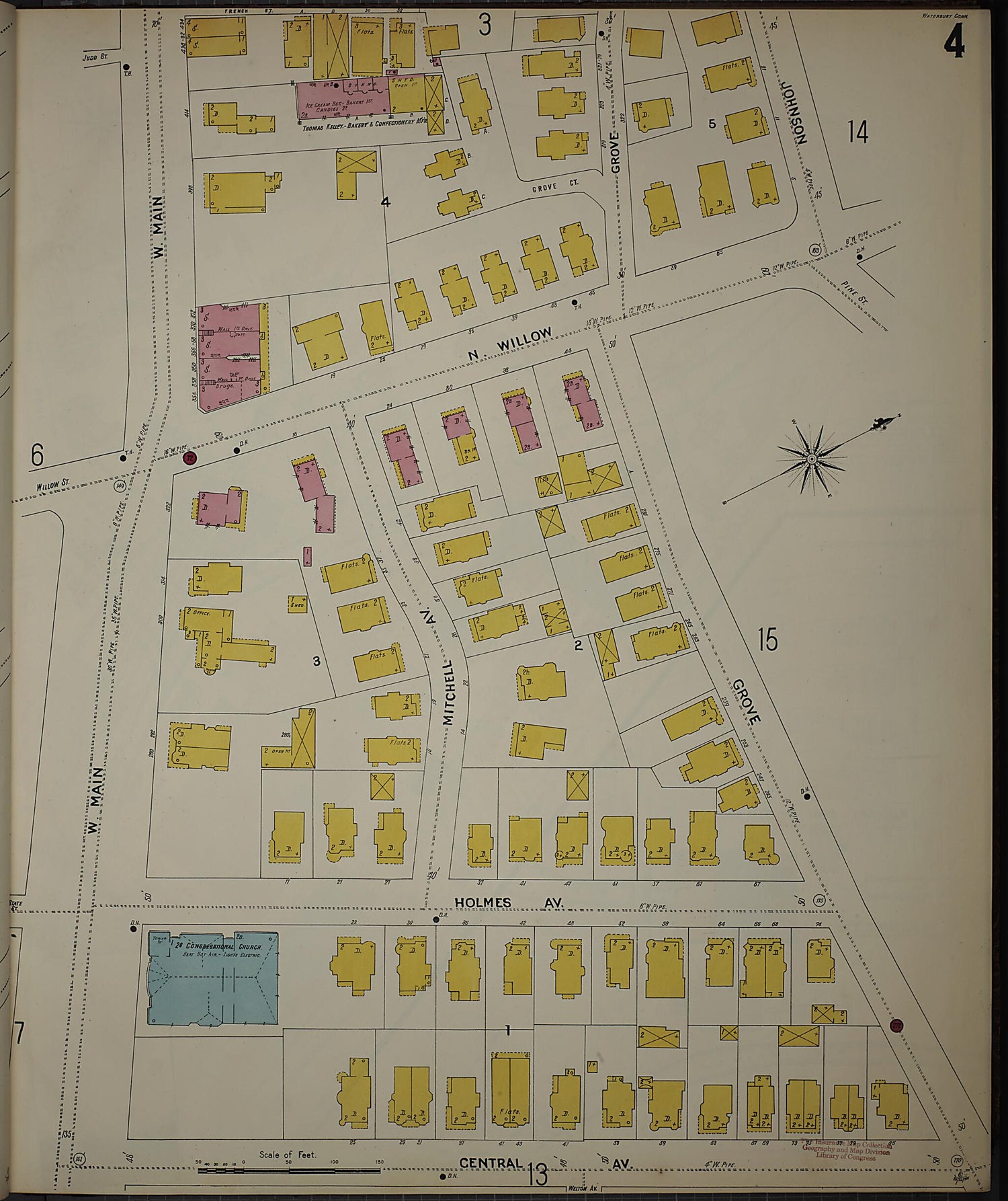 This old map of Waterbury, New Haven County, Connecticut was created by Sanborn Map Company in 1901