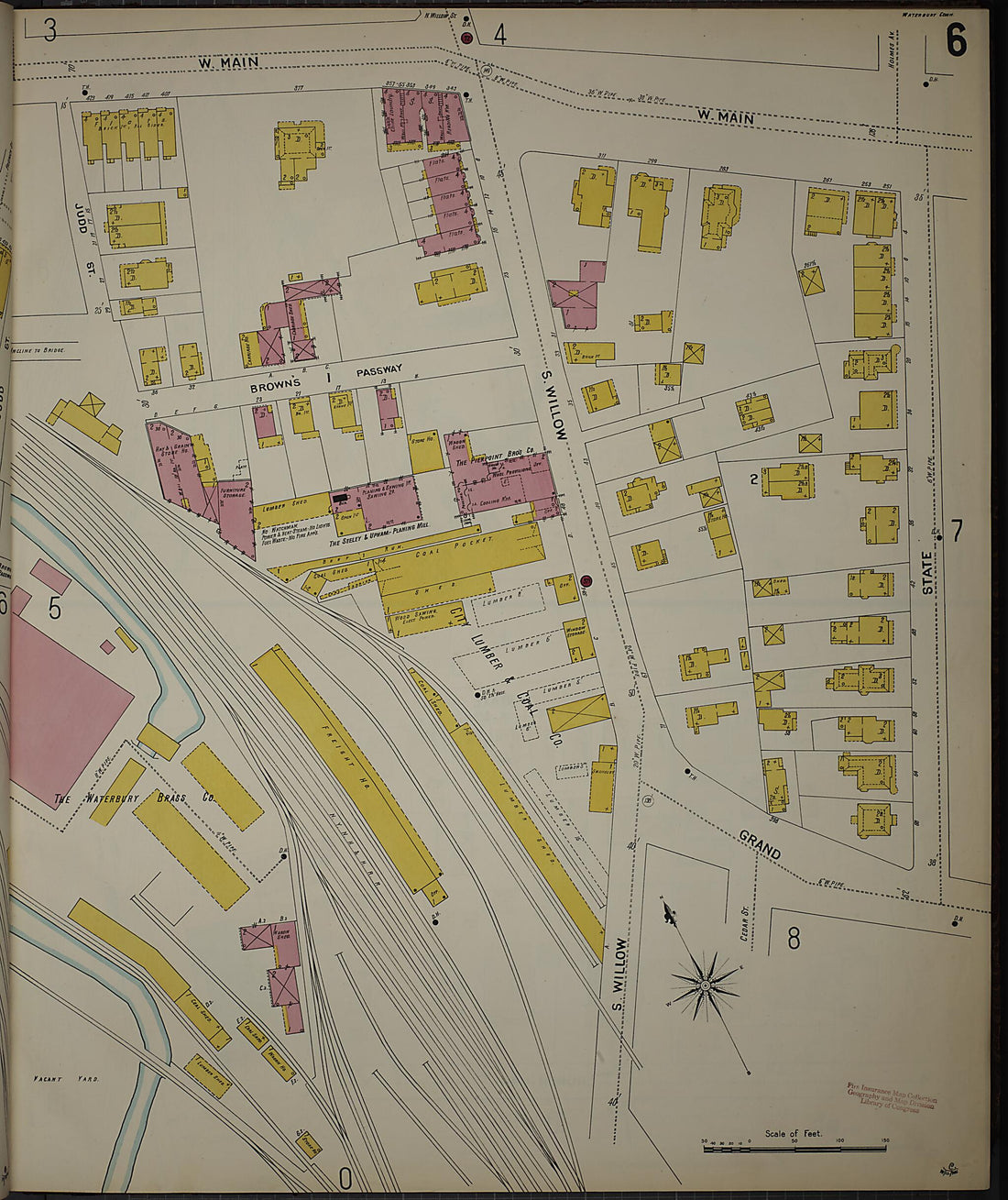 This old map of Waterbury, New Haven County, Connecticut was created by Sanborn Map Company in 1901