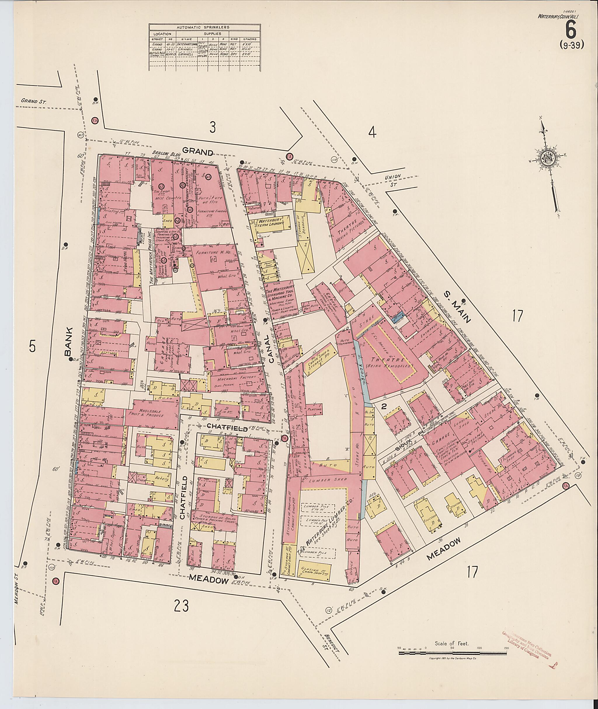 This old map of Waterbury, New Haven County, Connecticut was created by Sanborn Map Company in 1922