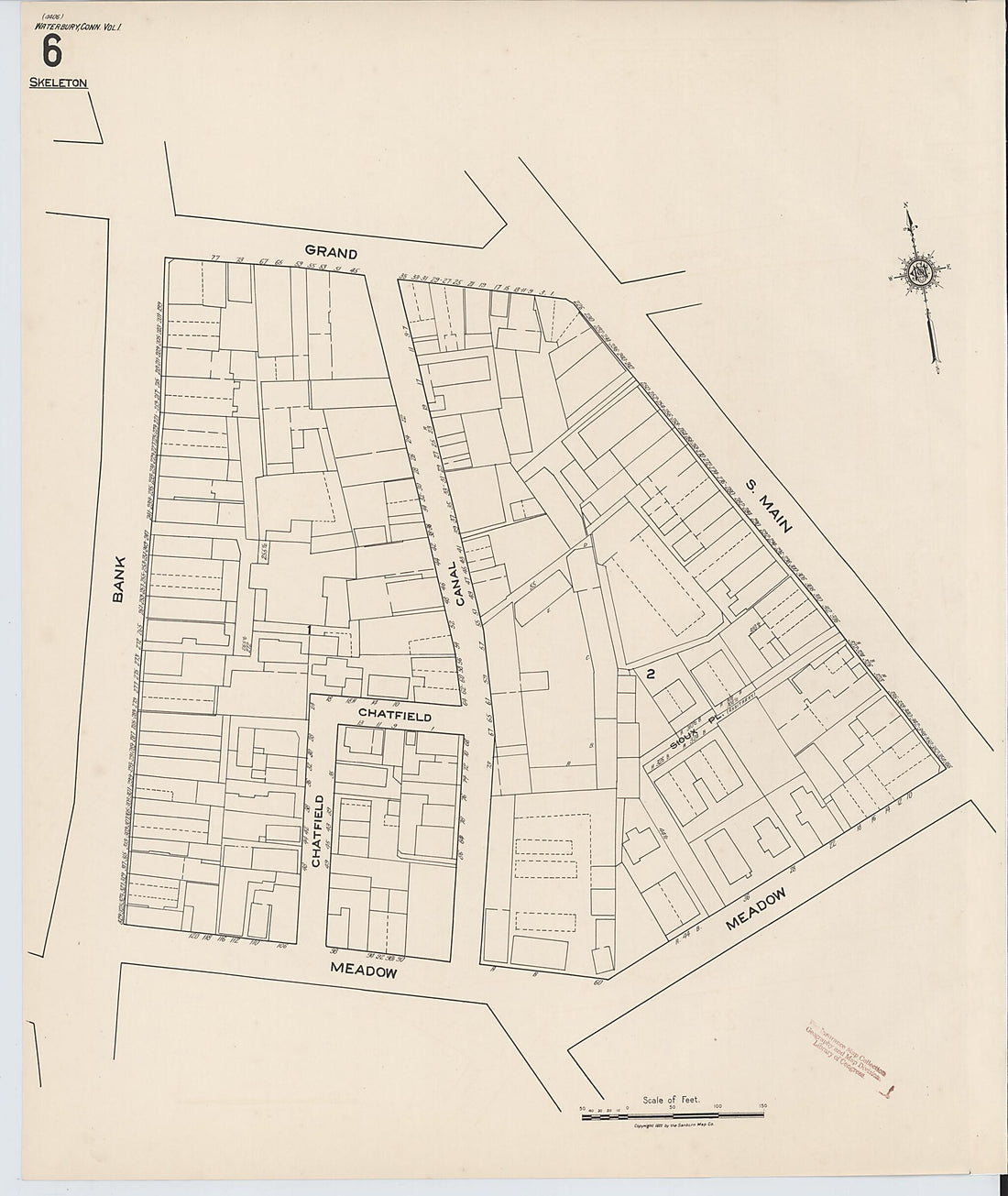 This old map of Waterbury, New Haven County, Connecticut was created by Sanborn Map Company in 1922