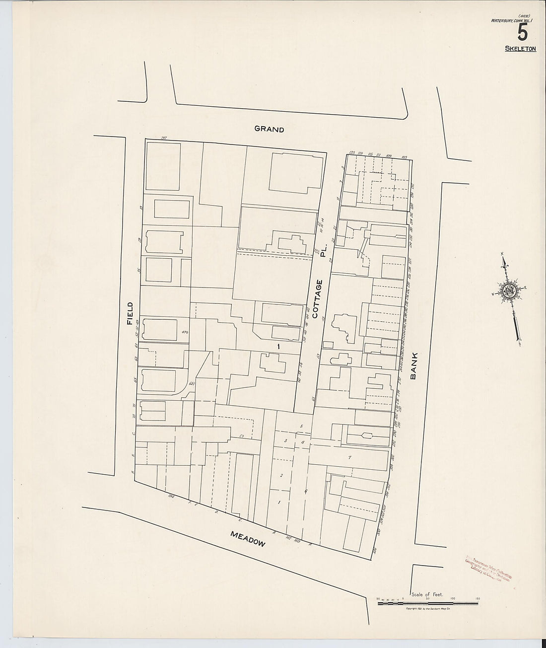 This old map of Waterbury, New Haven County, Connecticut was created by Sanborn Map Company in 1922