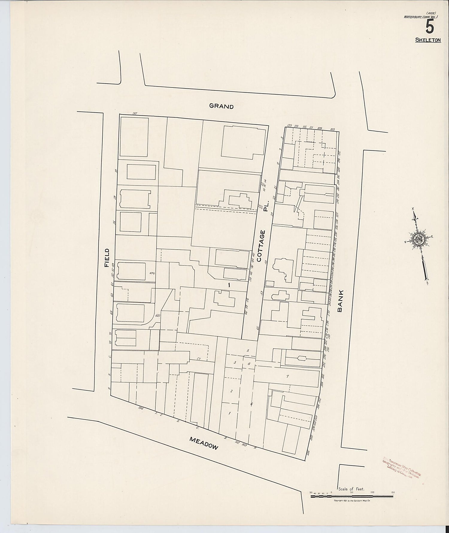 This old map of Waterbury, New Haven County, Connecticut was created by Sanborn Map Company in 1922