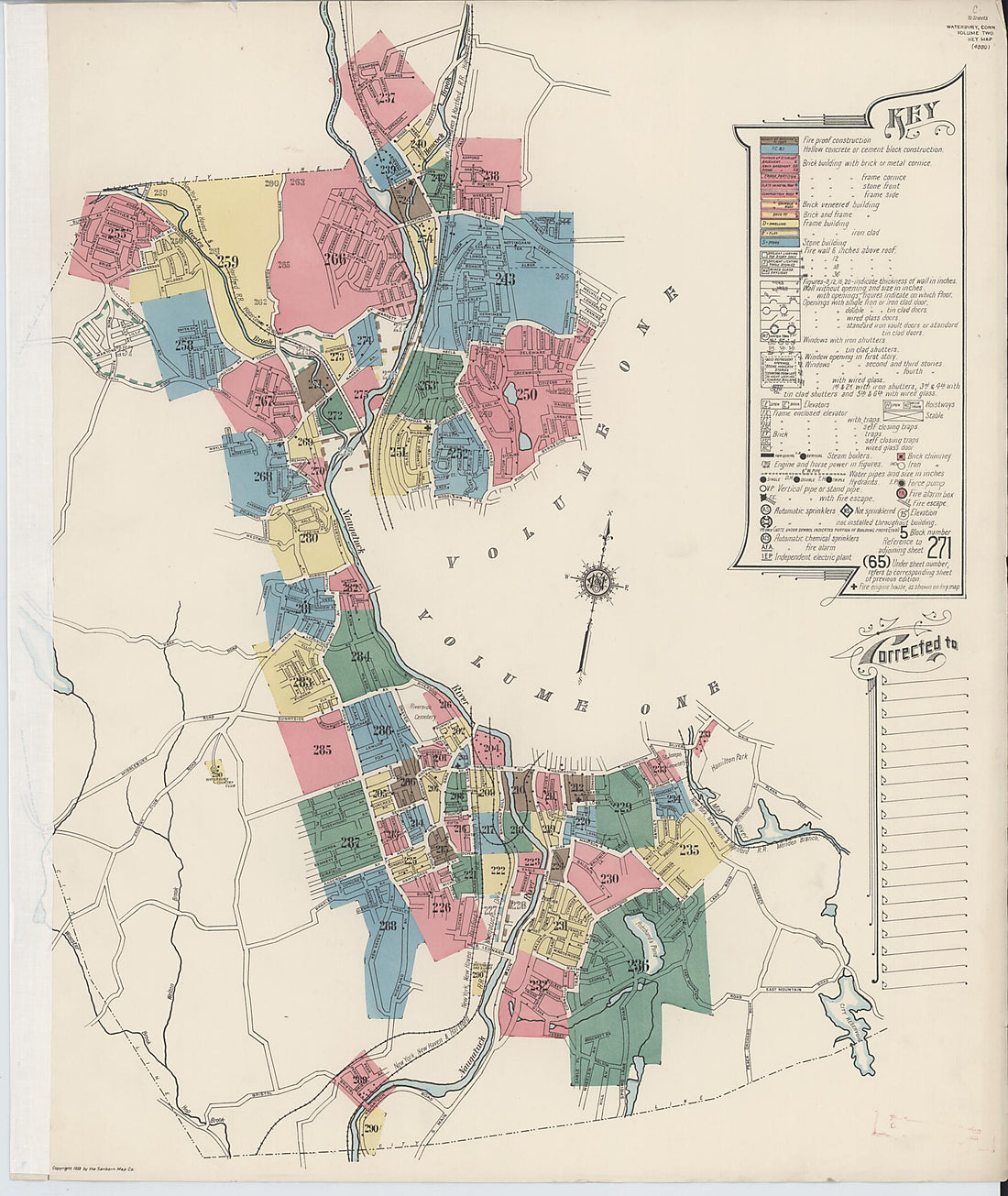 This old map of Waterbury, New Haven County, Connecticut was created by Sanborn Map Company in 1922