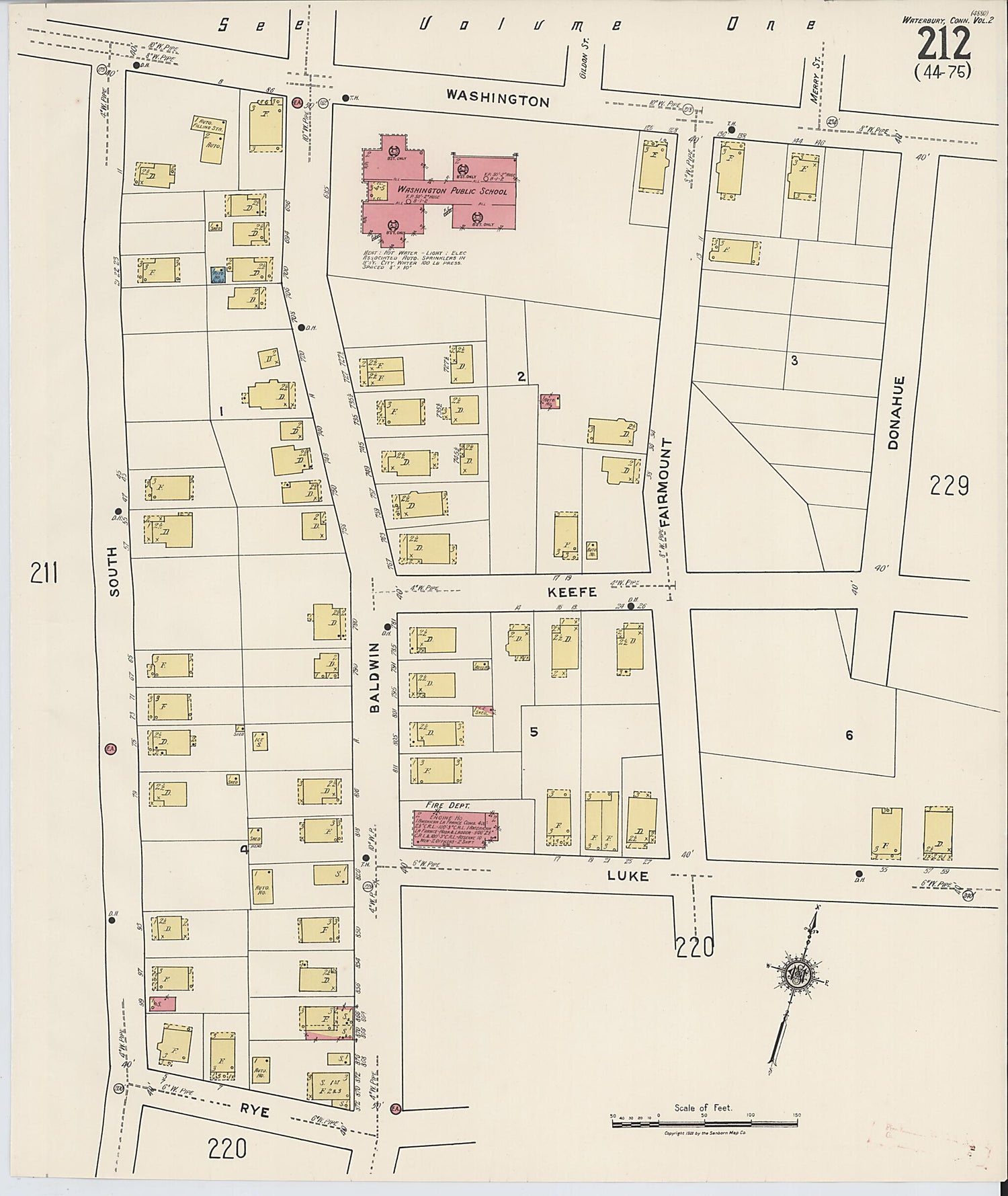This old map of Waterbury, New Haven County, Connecticut was created by Sanborn Map Company in 1922