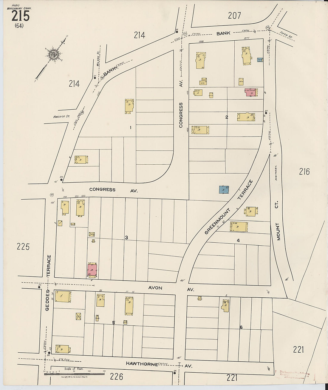 This old map of Waterbury, New Haven County, Connecticut was created by Sanborn Map Company in 1922
