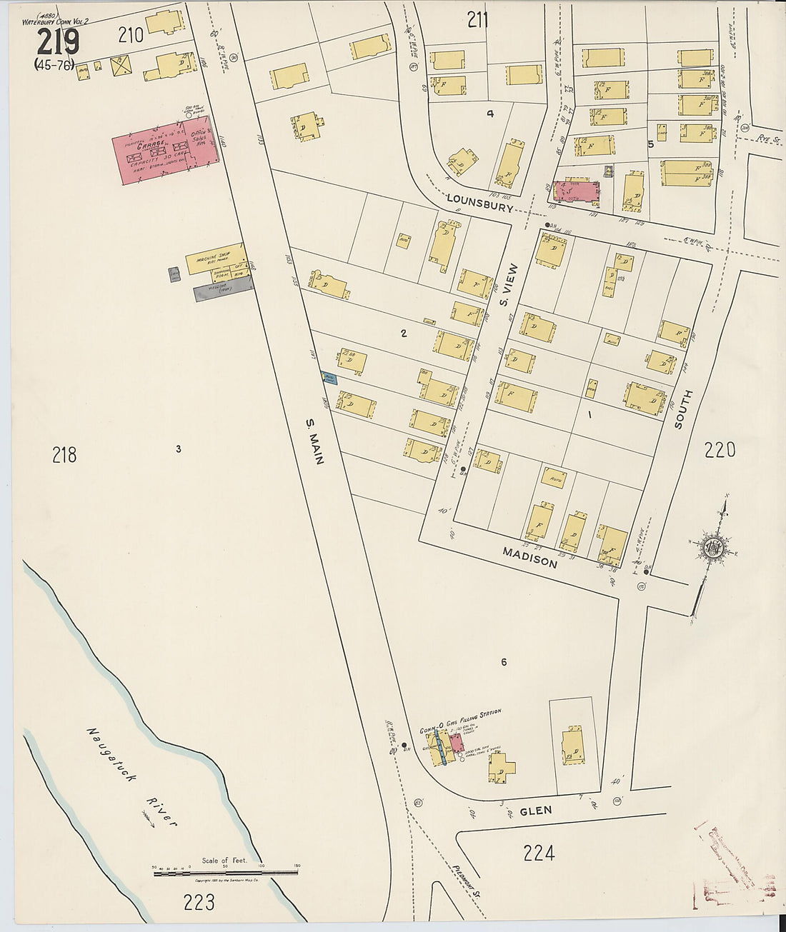 This old map of Waterbury, New Haven County, Connecticut was created by Sanborn Map Company in 1922