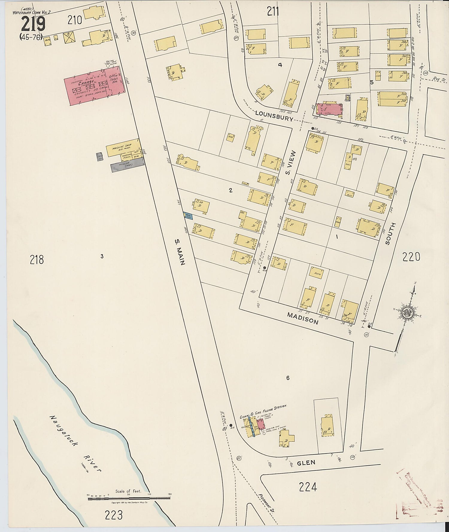 This old map of Waterbury, New Haven County, Connecticut was created by Sanborn Map Company in 1922