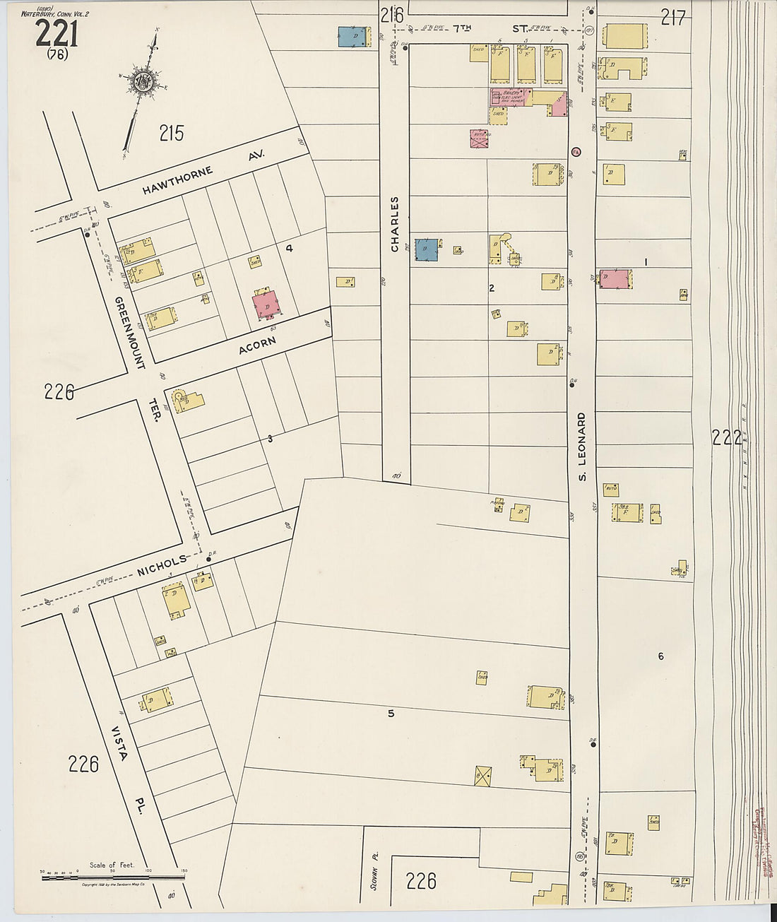 This old map of Waterbury, New Haven County, Connecticut was created by Sanborn Map Company in 1922