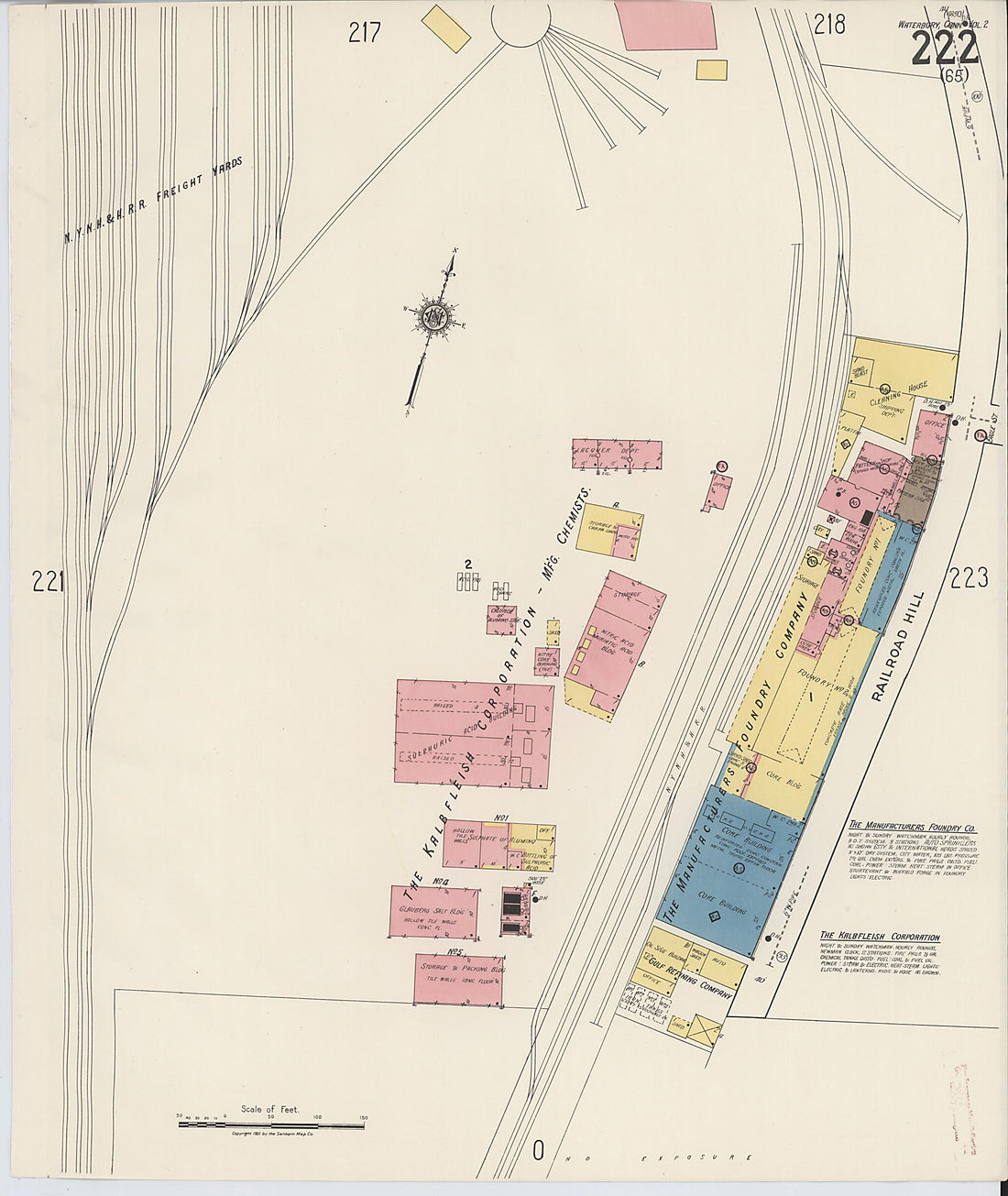 This old map of Waterbury, New Haven County, Connecticut was created by Sanborn Map Company in 1922