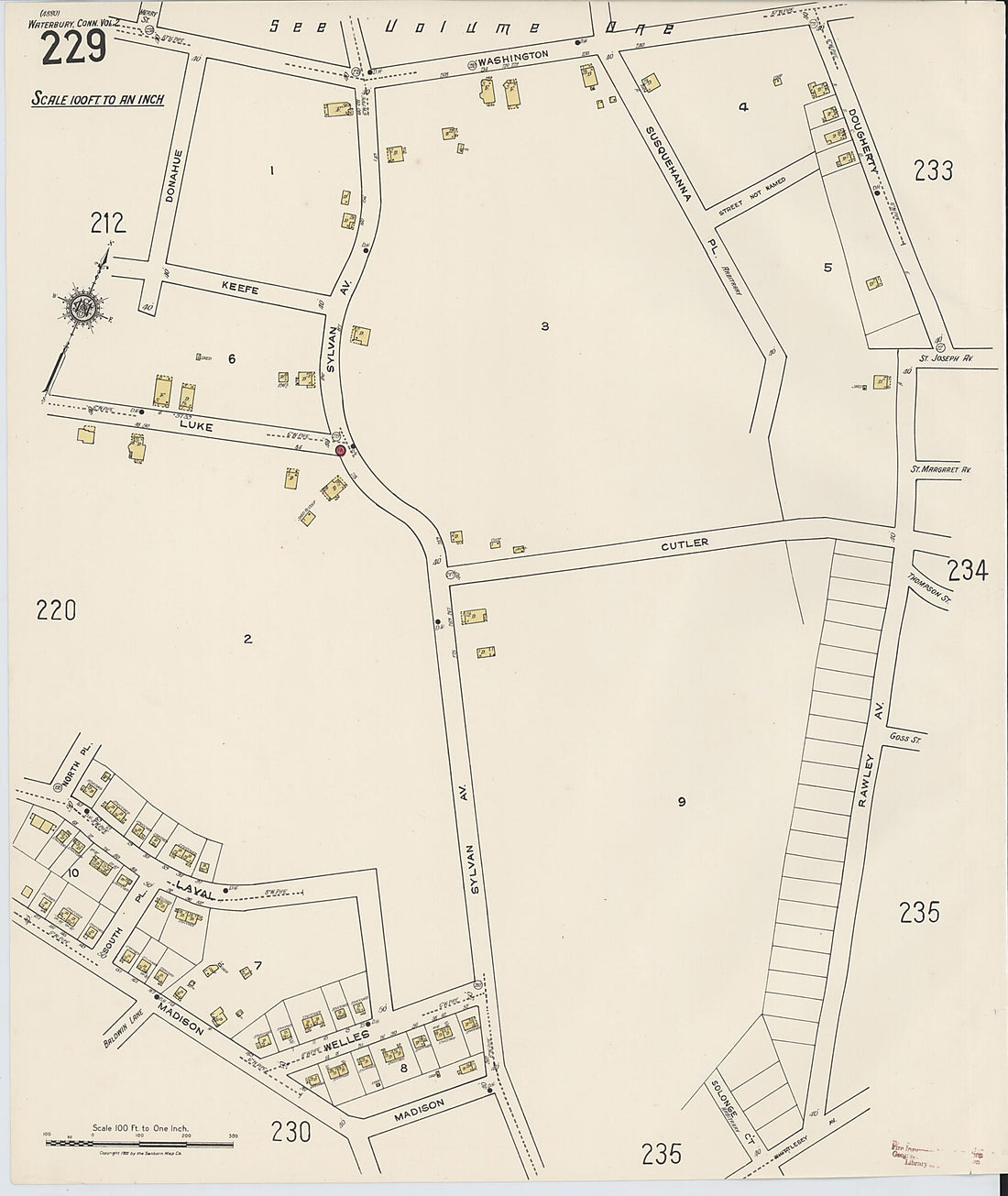 This old map of Waterbury, New Haven County, Connecticut was created by Sanborn Map Company in 1922