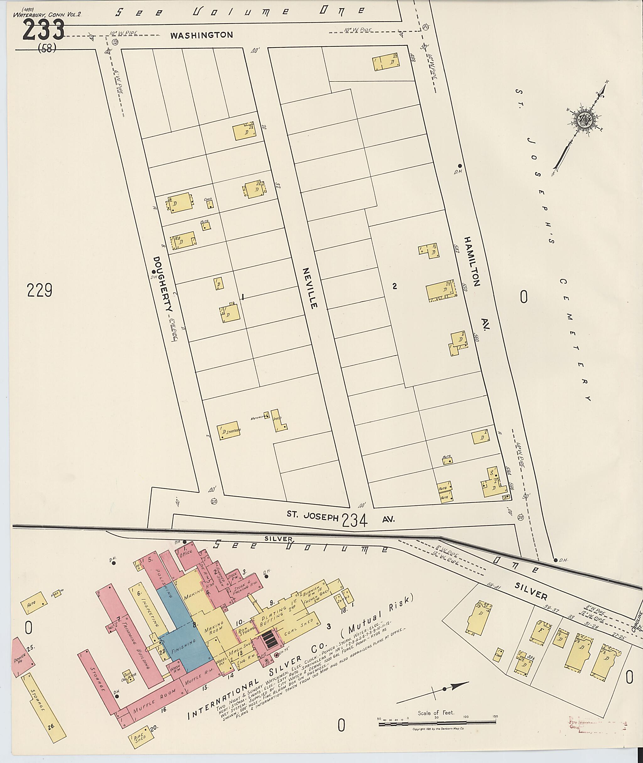 This old map of Waterbury, New Haven County, Connecticut was created by Sanborn Map Company in 1922