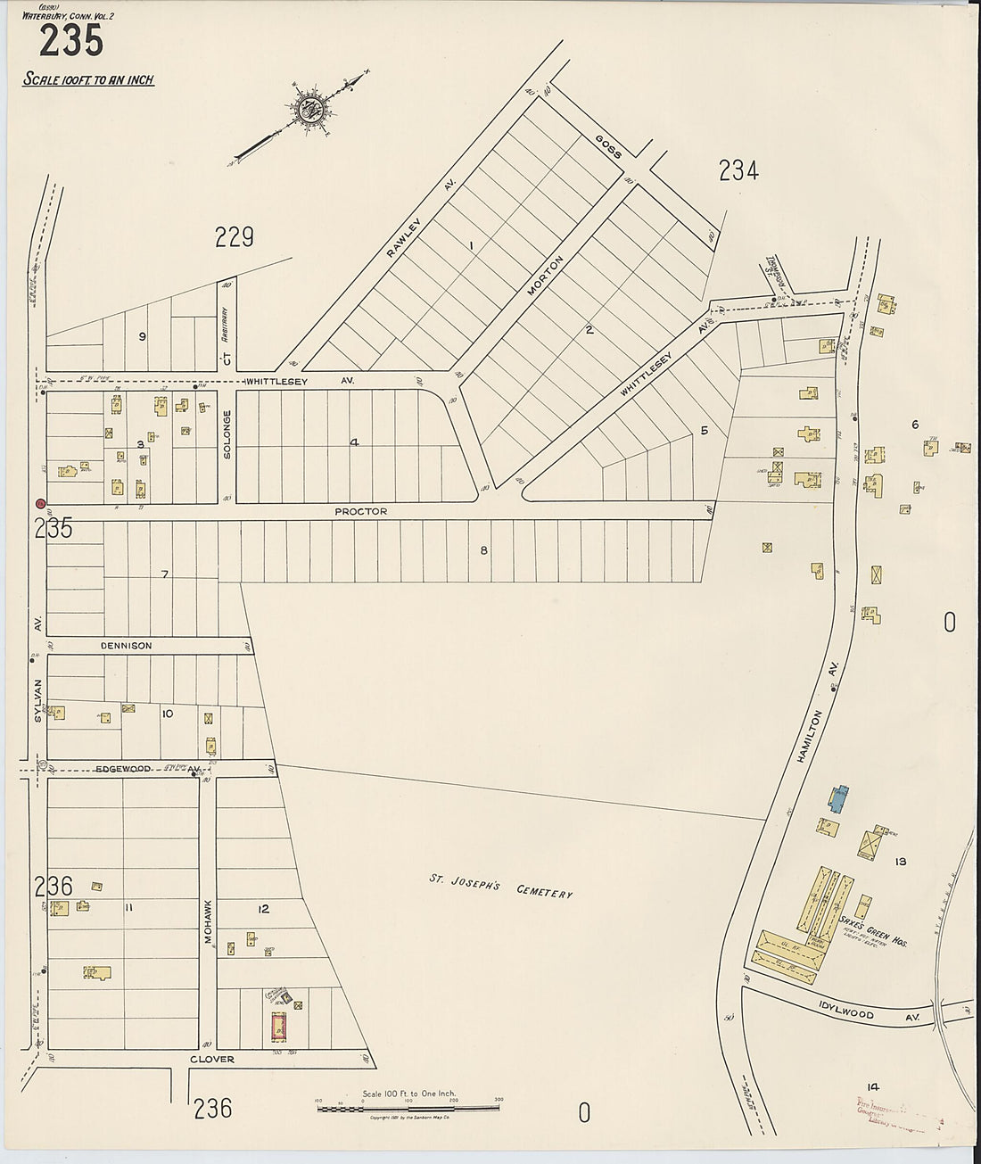 This old map of Waterbury, New Haven County, Connecticut was created by Sanborn Map Company in 1922