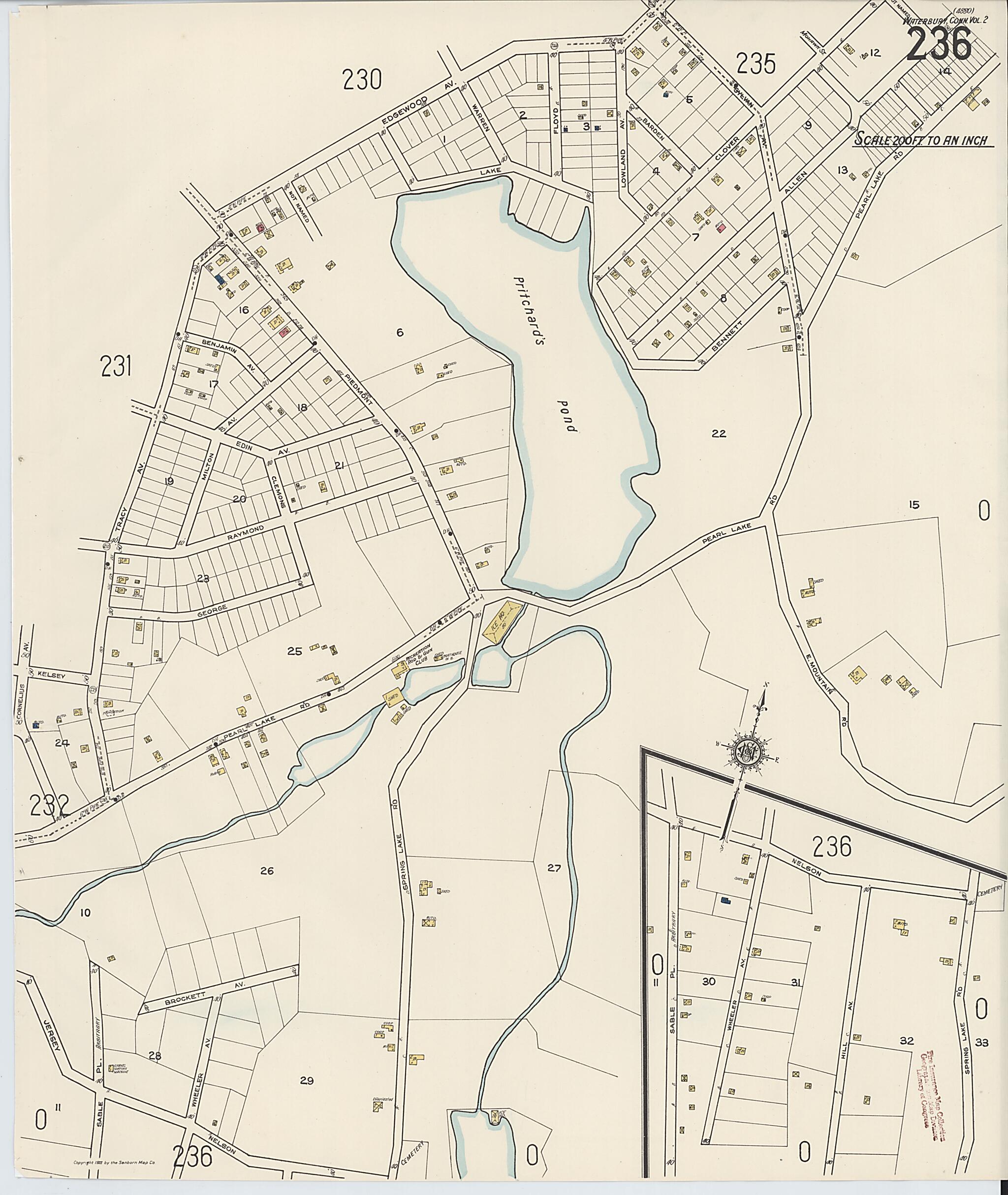 This old map of Waterbury, New Haven County, Connecticut was created by Sanborn Map Company in 1922