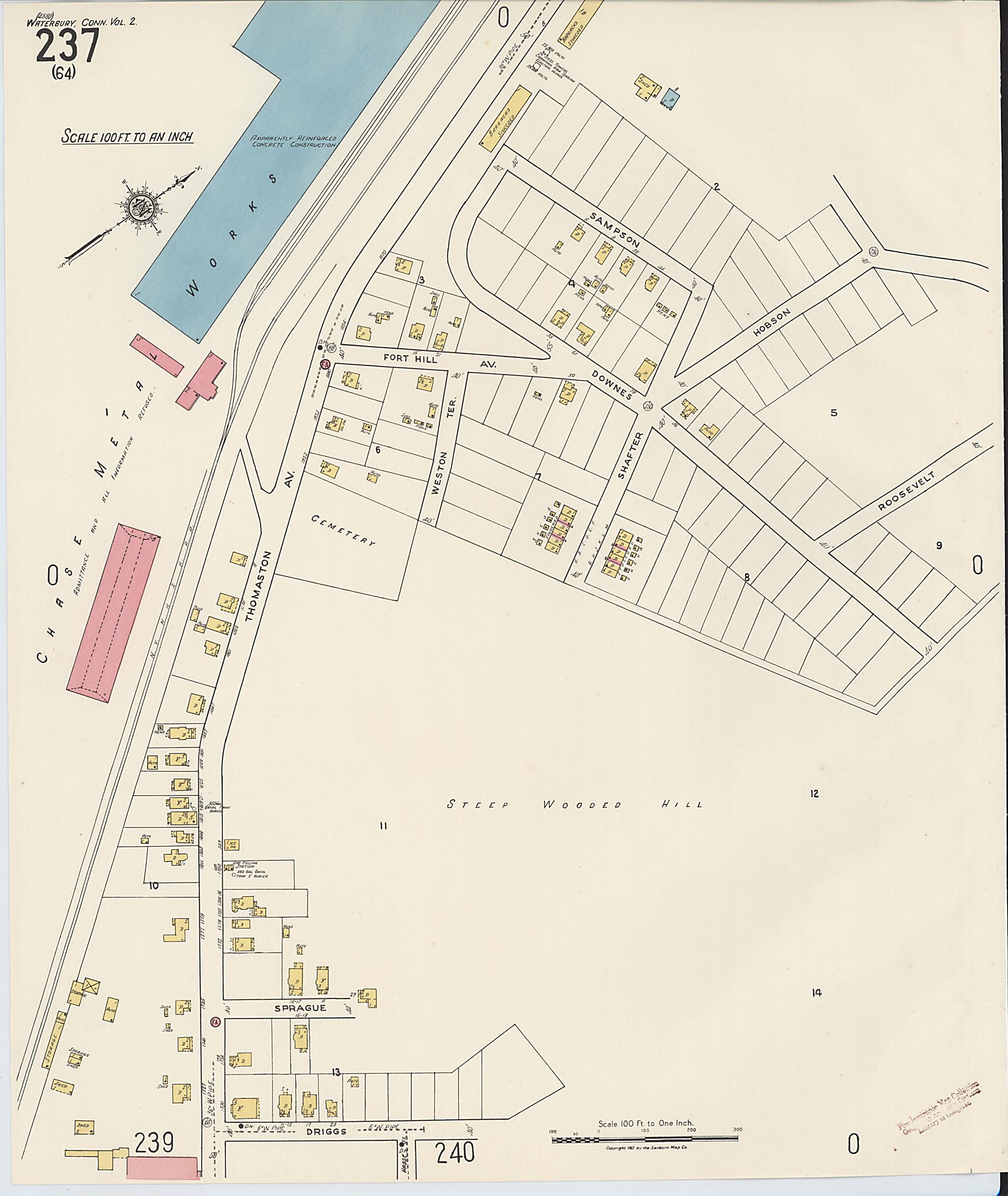 This old map of Waterbury, New Haven County, Connecticut was created by Sanborn Map Company in 1922