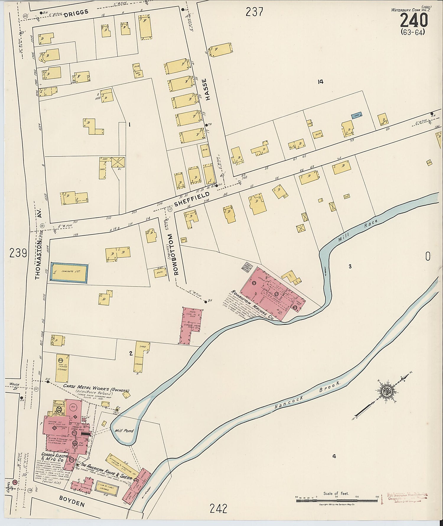This old map of Waterbury, New Haven County, Connecticut was created by Sanborn Map Company in 1922