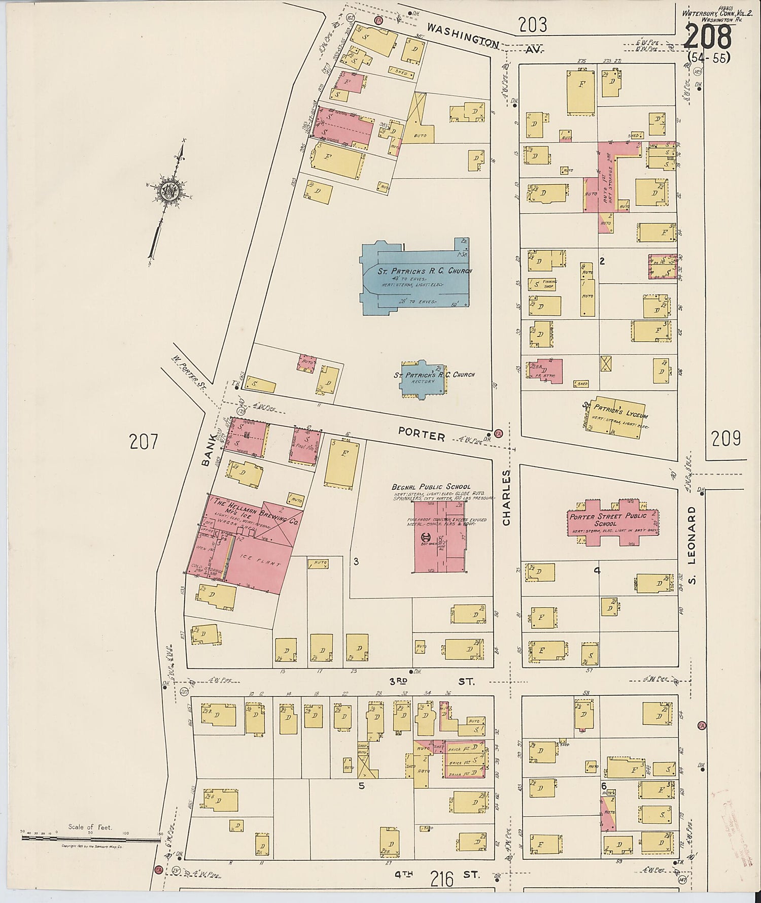 This old map of Waterbury, New Haven County, Connecticut was created by Sanborn Map Company in 1922