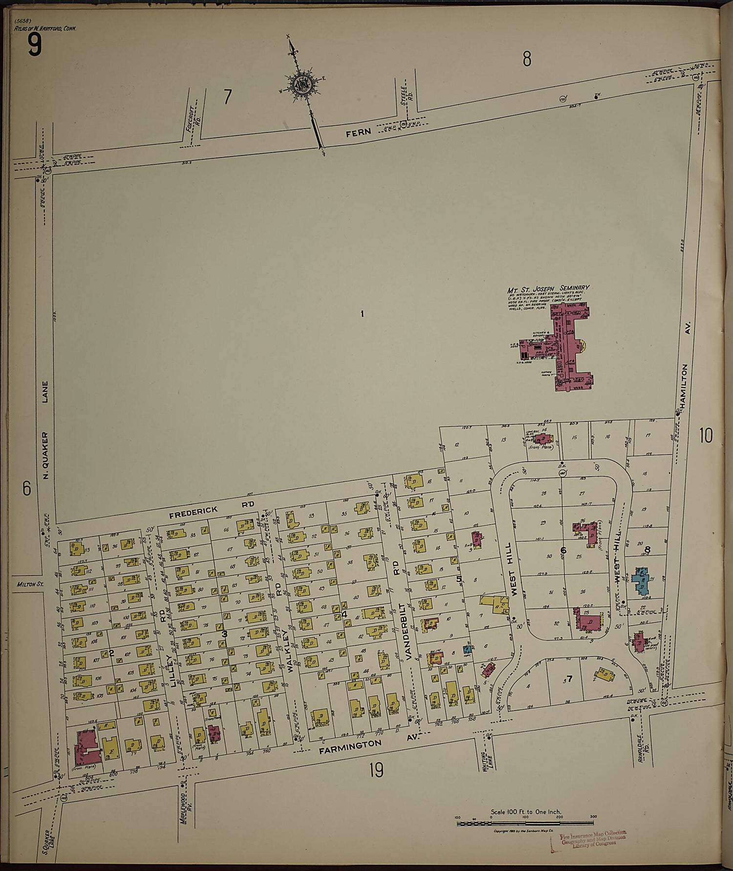 This old map of West Hartford, Hartford County, Connecticut was created by Sanborn Map Company in 1923