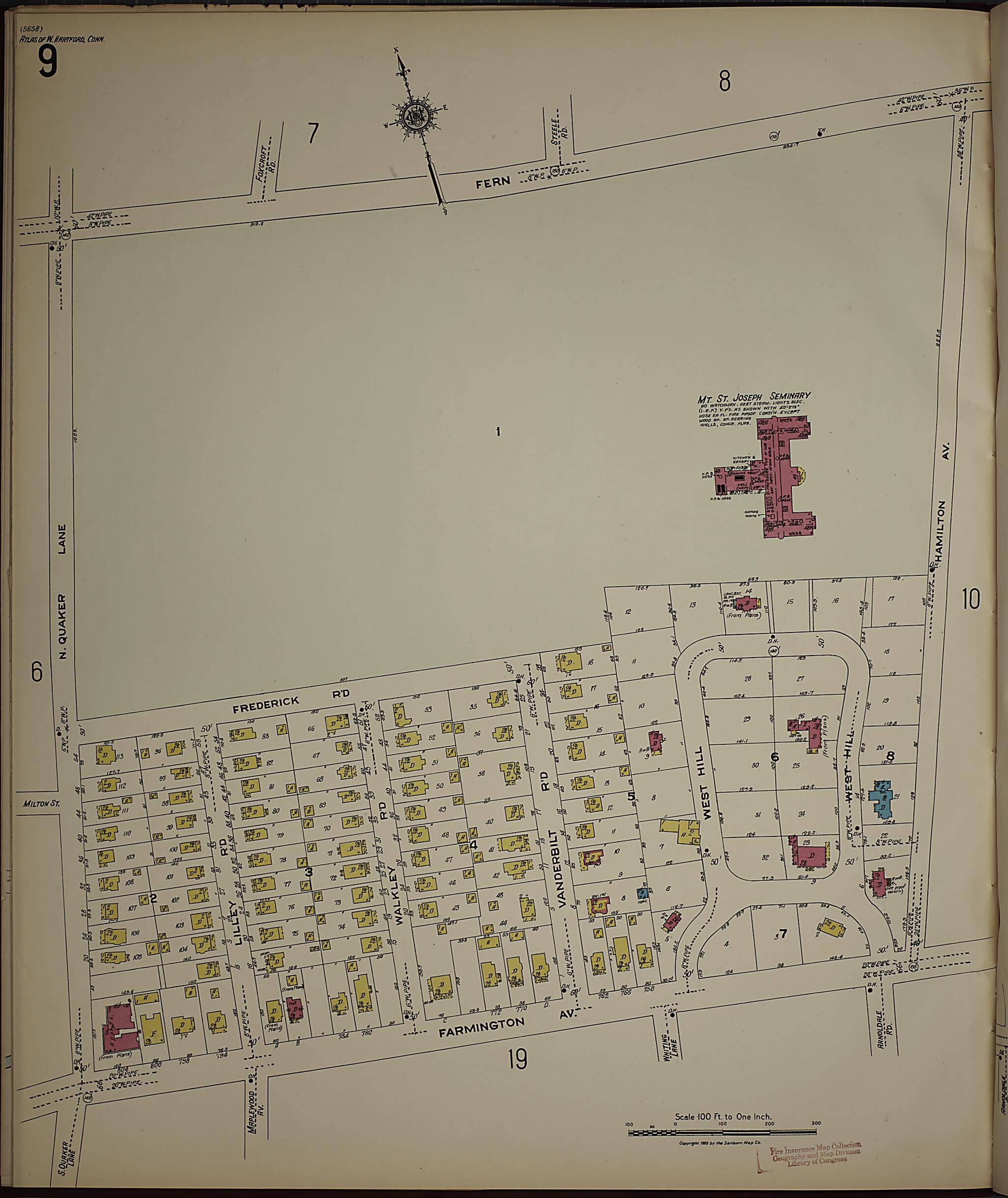 This old map of West Hartford, Hartford County, Connecticut was created by Sanborn Map Company in 1923