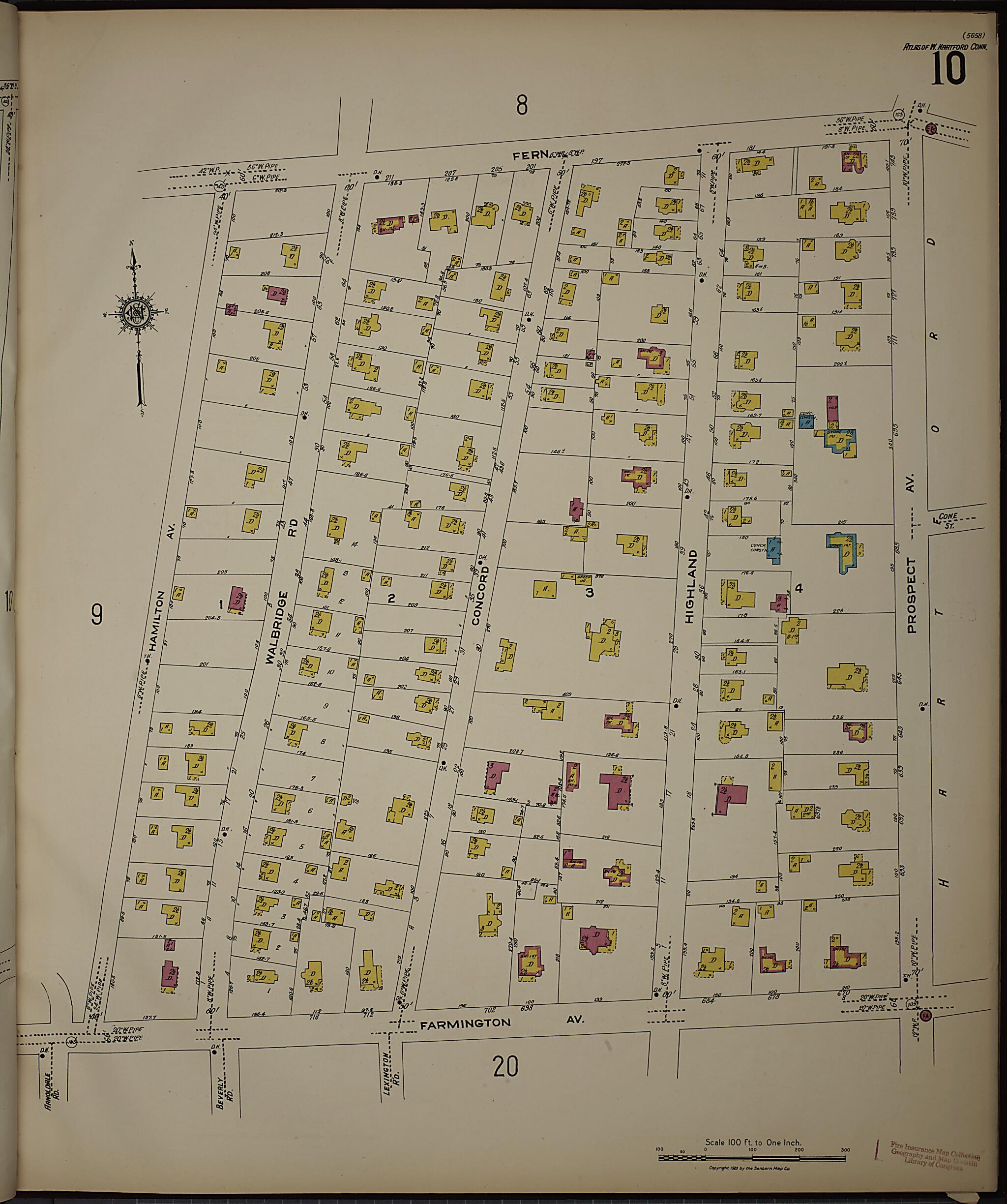 This old map of West Hartford, Hartford County, Connecticut was created by Sanborn Map Company in 1923