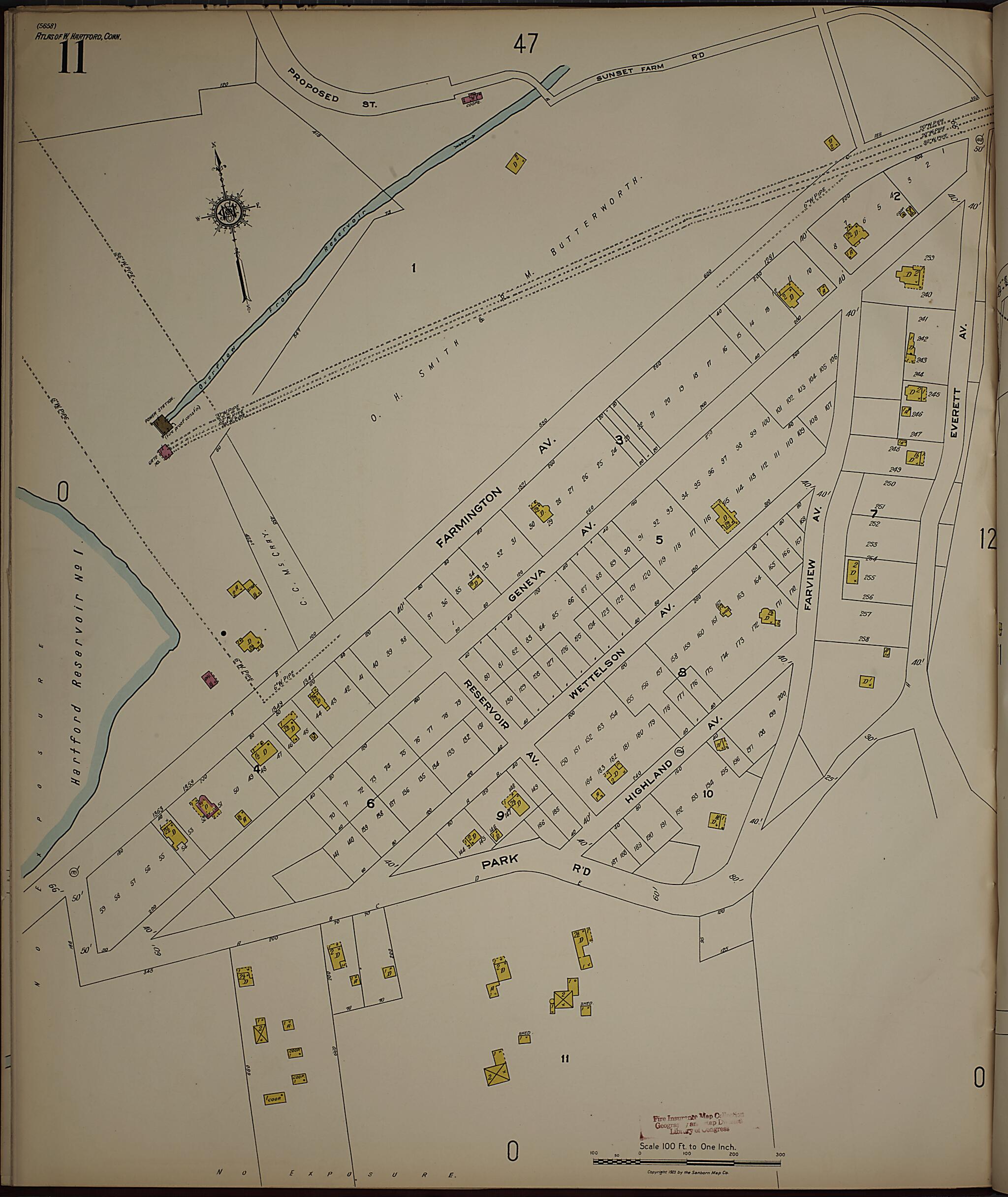 This old map of West Hartford, Hartford County, Connecticut was created by Sanborn Map Company in 1923