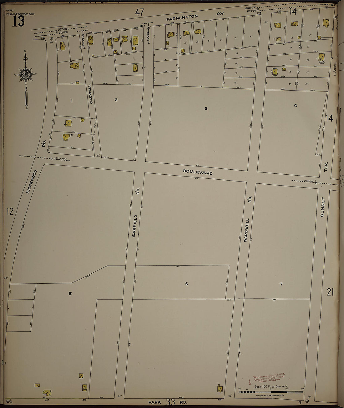 This old map of West Hartford, Hartford County, Connecticut was created by Sanborn Map Company in 1923