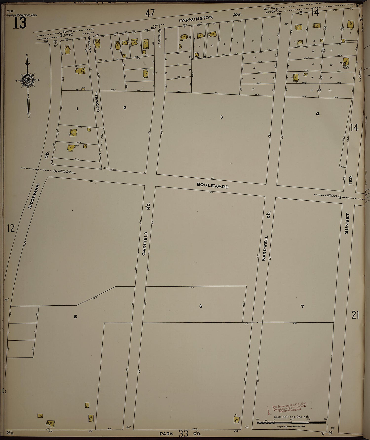 This old map of West Hartford, Hartford County, Connecticut was created by Sanborn Map Company in 1923