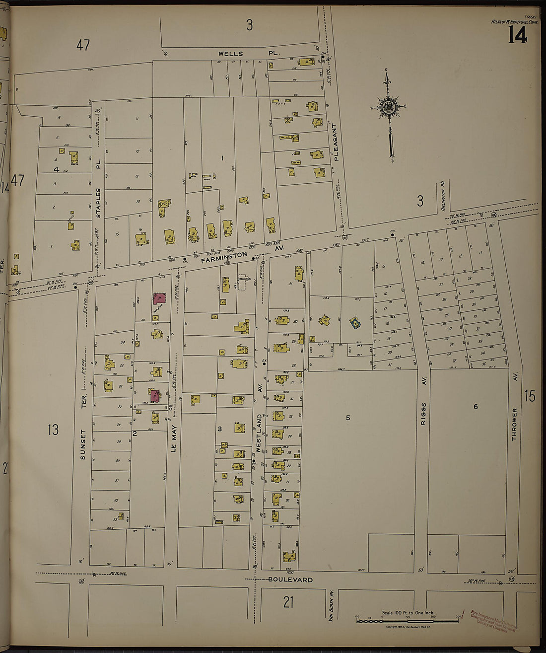 This old map of West Hartford, Hartford County, Connecticut was created by Sanborn Map Company in 1923
