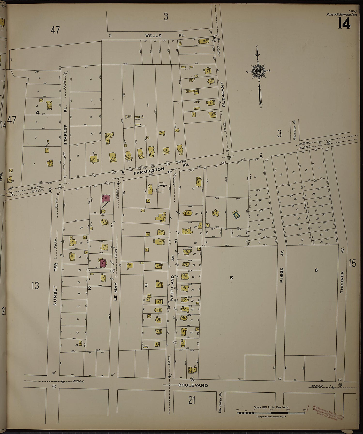 This old map of West Hartford, Hartford County, Connecticut was created by Sanborn Map Company in 1923