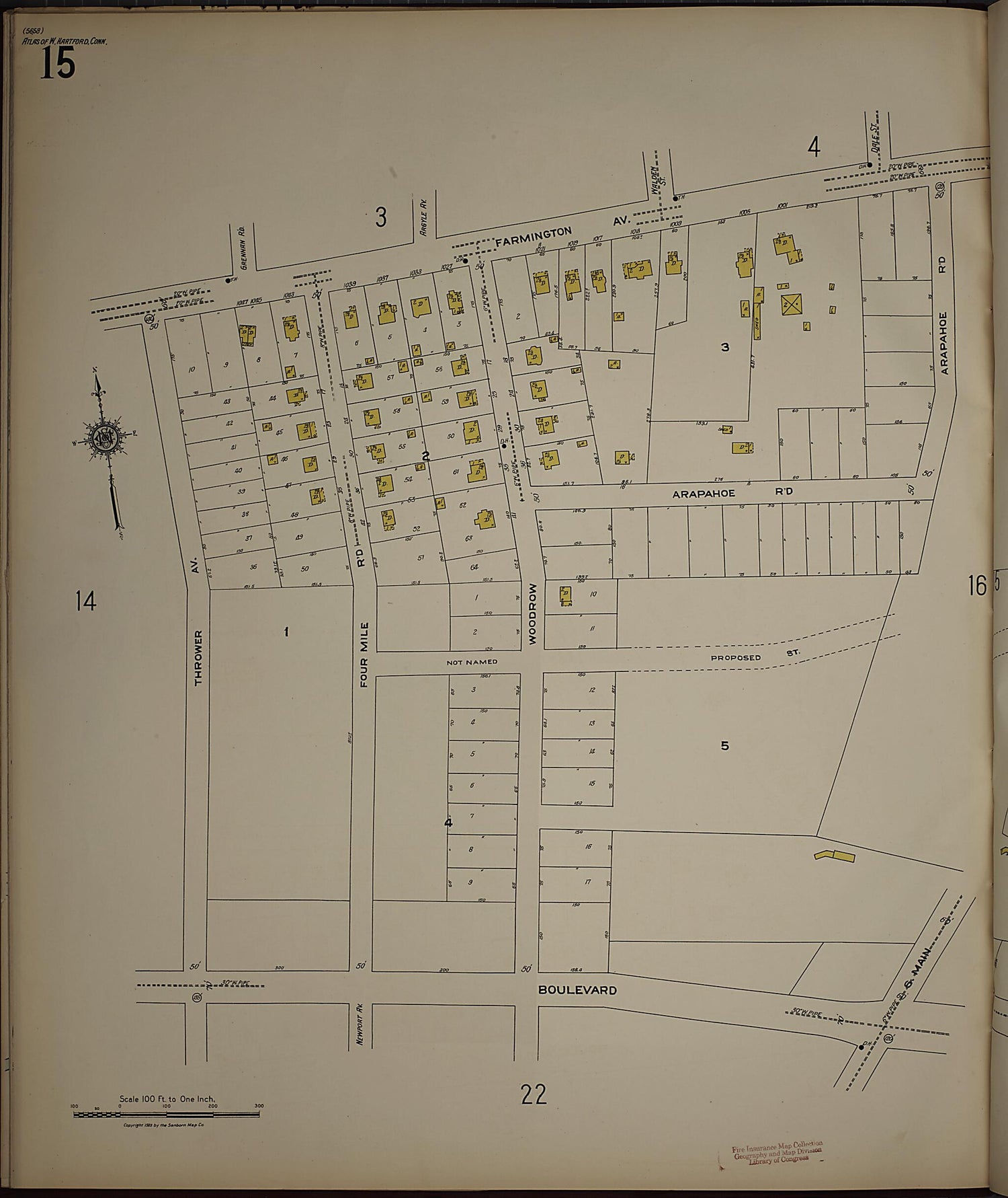 This old map of West Hartford, Hartford County, Connecticut was created by Sanborn Map Company in 1923