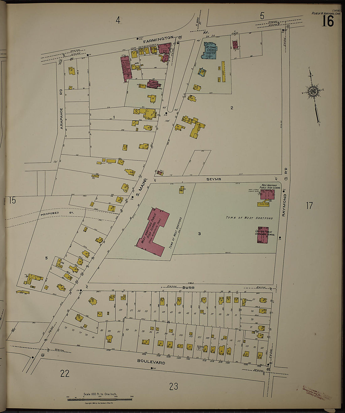 This old map of West Hartford, Hartford County, Connecticut was created by Sanborn Map Company in 1923