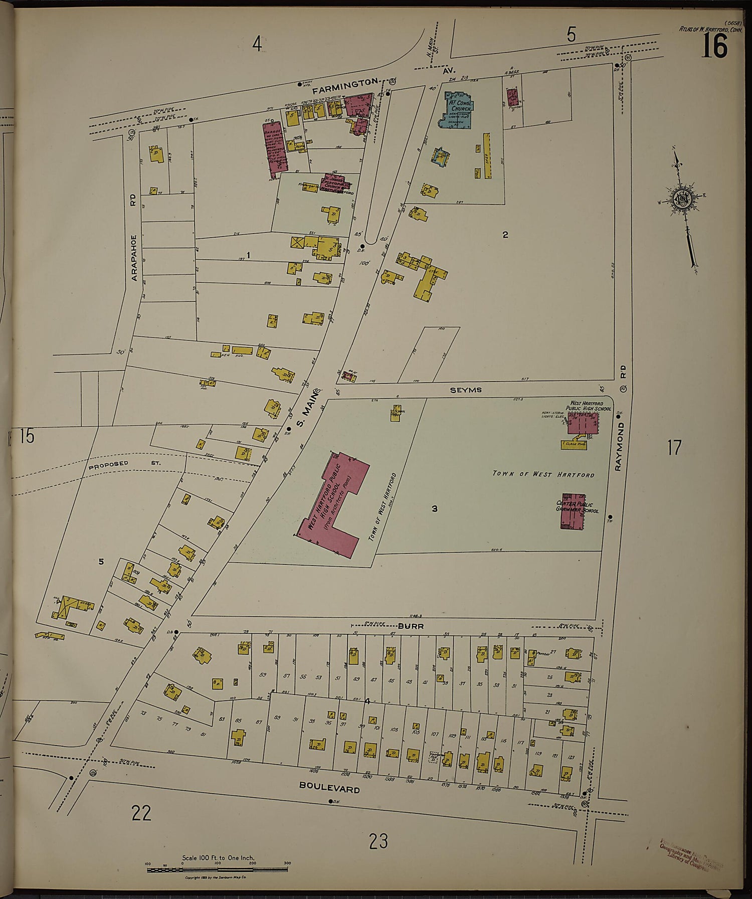 This old map of West Hartford, Hartford County, Connecticut was created by Sanborn Map Company in 1923