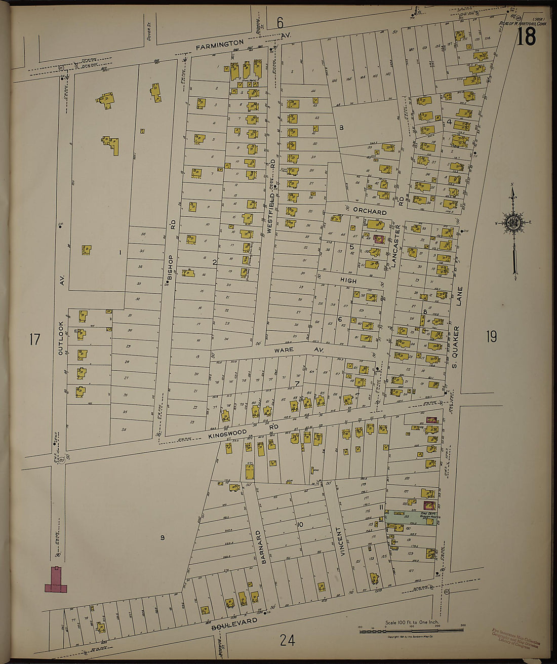 This old map of West Hartford, Hartford County, Connecticut was created by Sanborn Map Company in 1923
