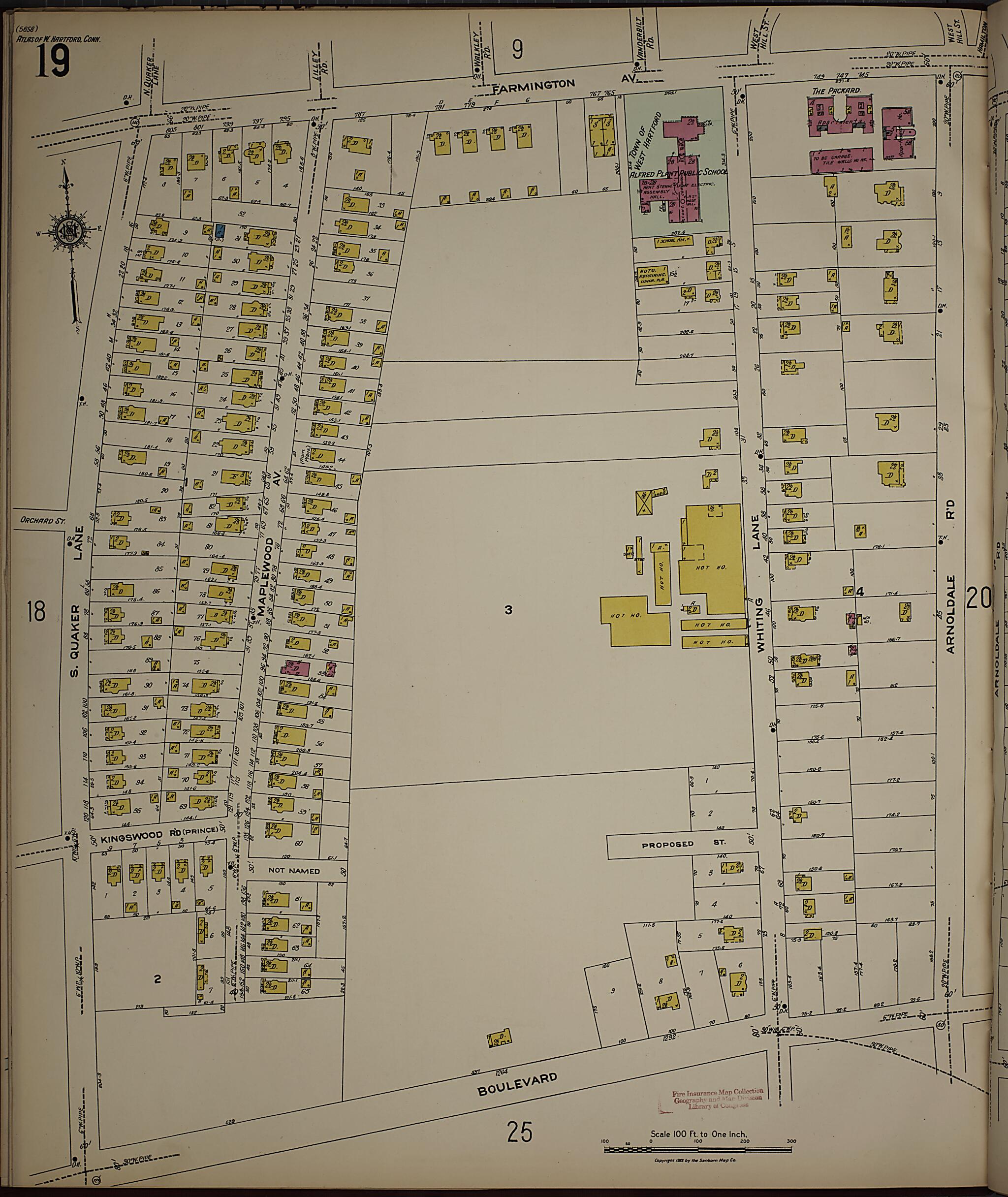 This old map of West Hartford, Hartford County, Connecticut was created by Sanborn Map Company in 1923