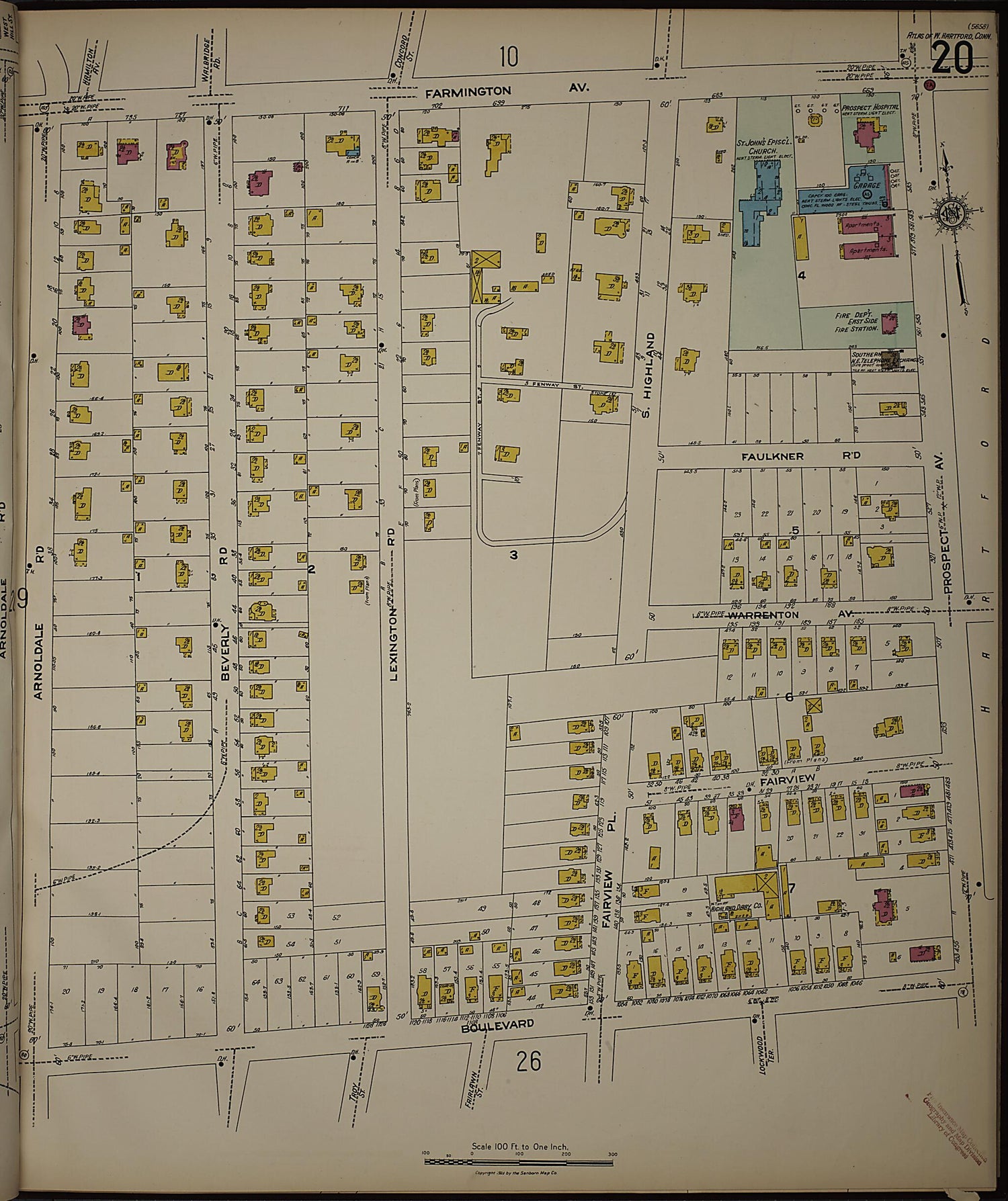 This old map of West Hartford, Hartford County, Connecticut was created by Sanborn Map Company in 1923