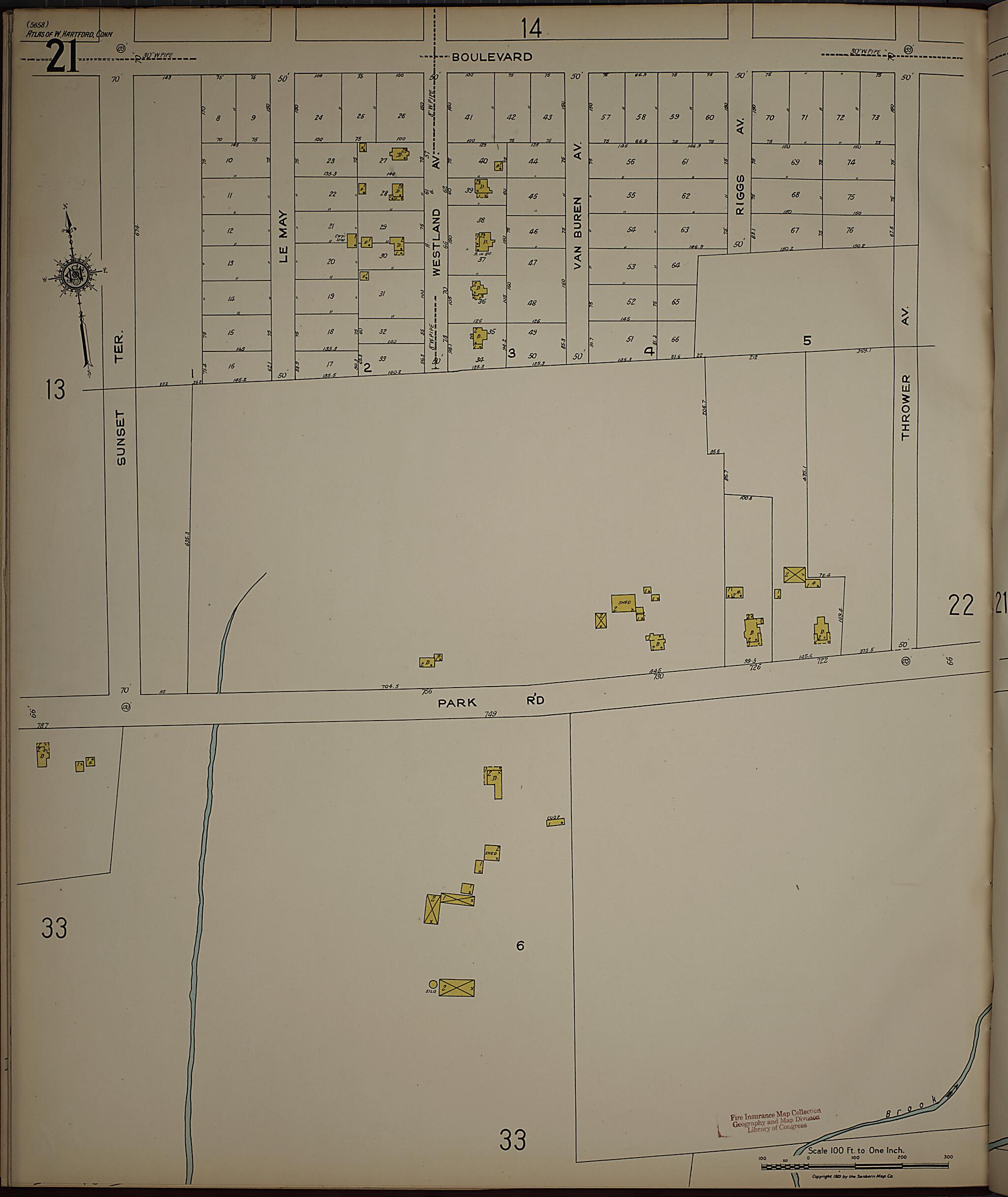 This old map of West Hartford, Hartford County, Connecticut was created by Sanborn Map Company in 1923