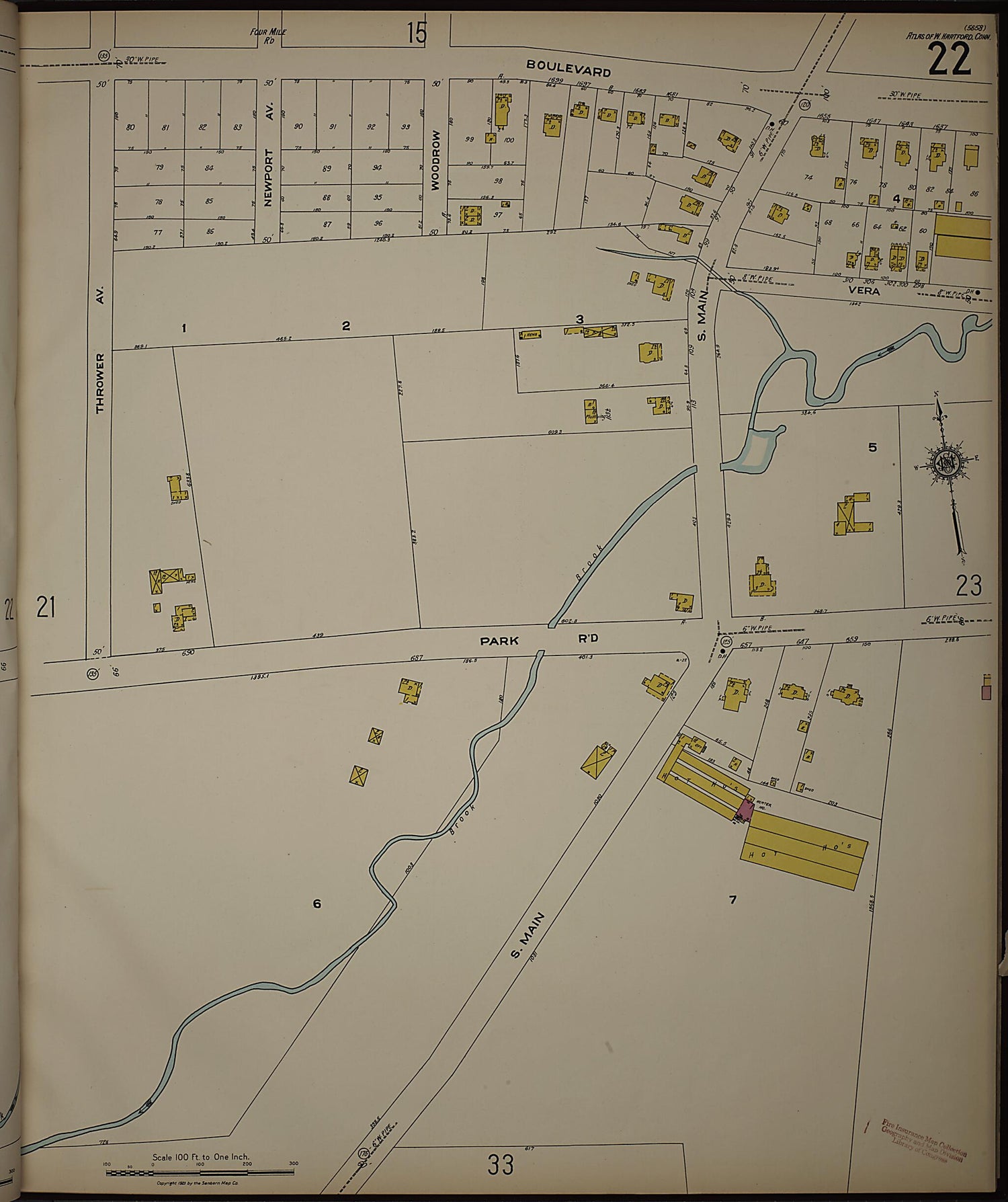 This old map of West Hartford, Hartford County, Connecticut was created by Sanborn Map Company in 1923