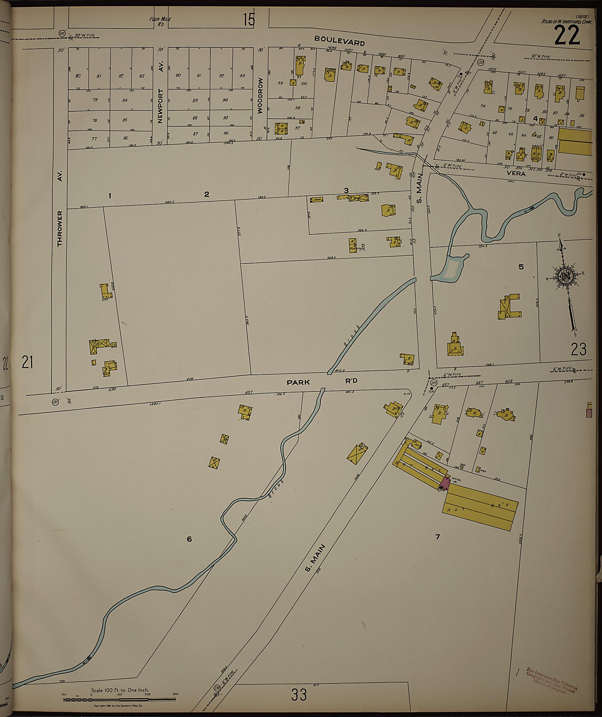 This old map of West Hartford, Hartford County, Connecticut was created by Sanborn Map Company in 1923