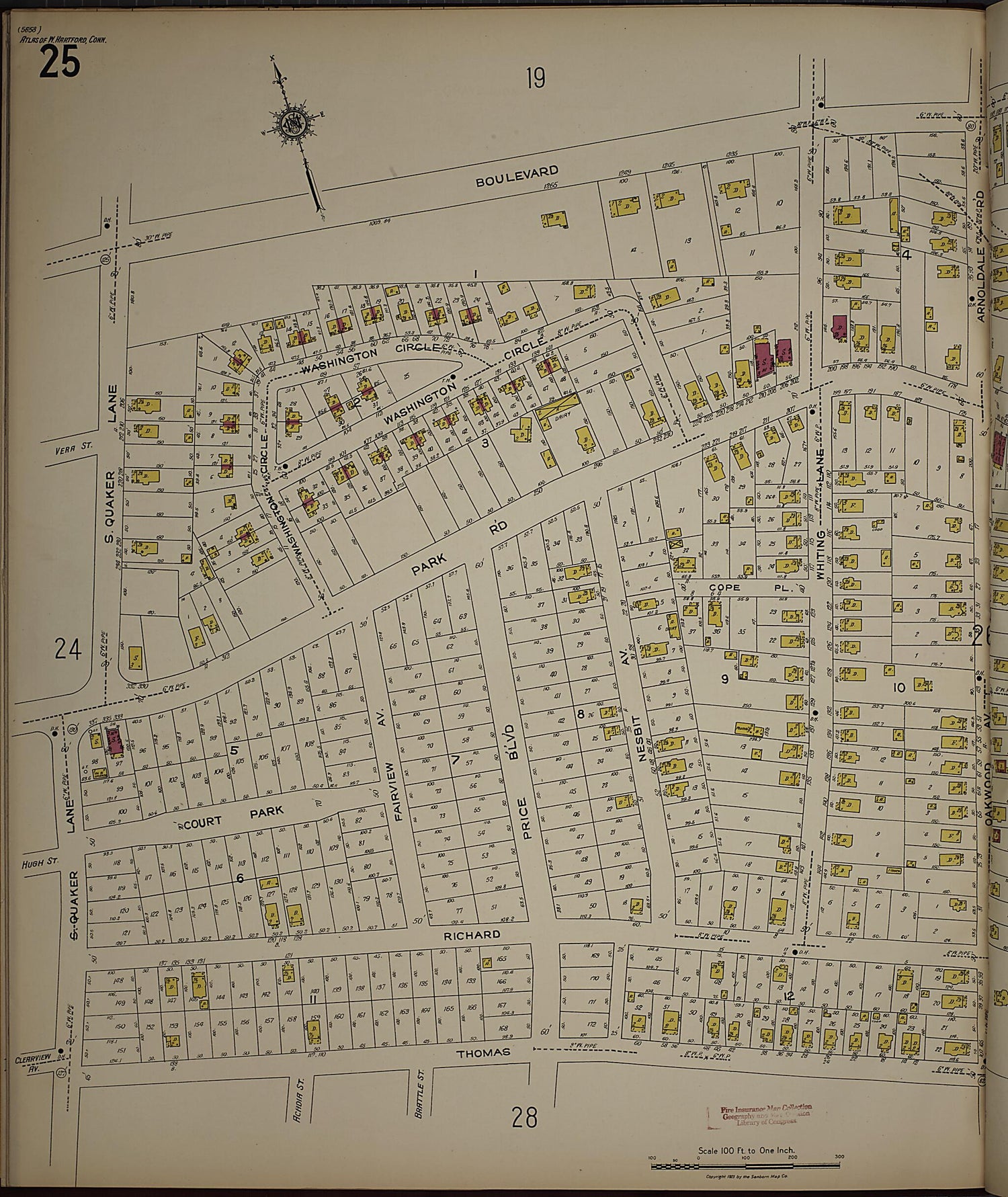 This old map of West Hartford, Hartford County, Connecticut was created by Sanborn Map Company in 1923